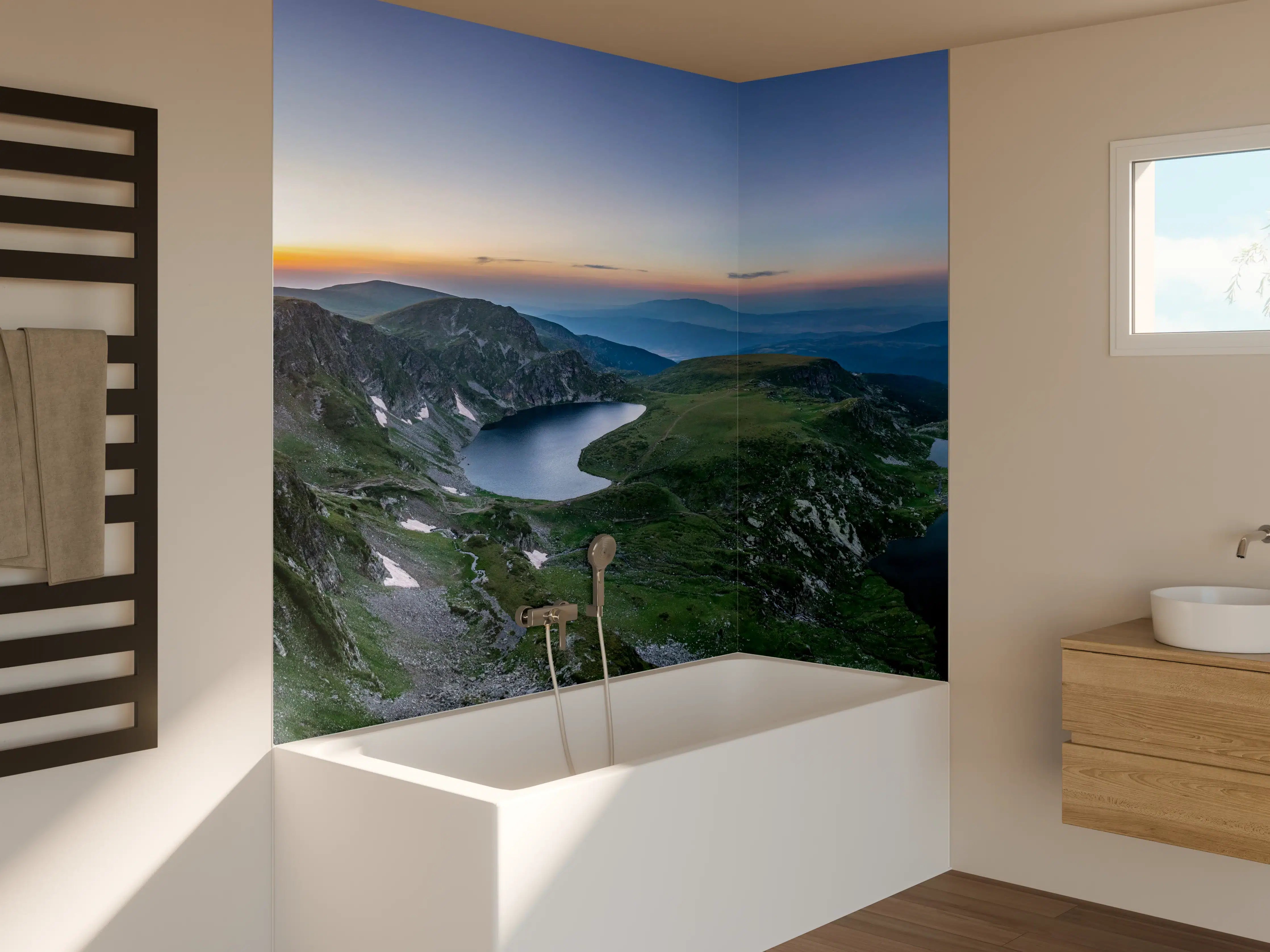 Badewannen-Rückwand - Luftaufnahme der sieben Rila-Seen - Bulgarien