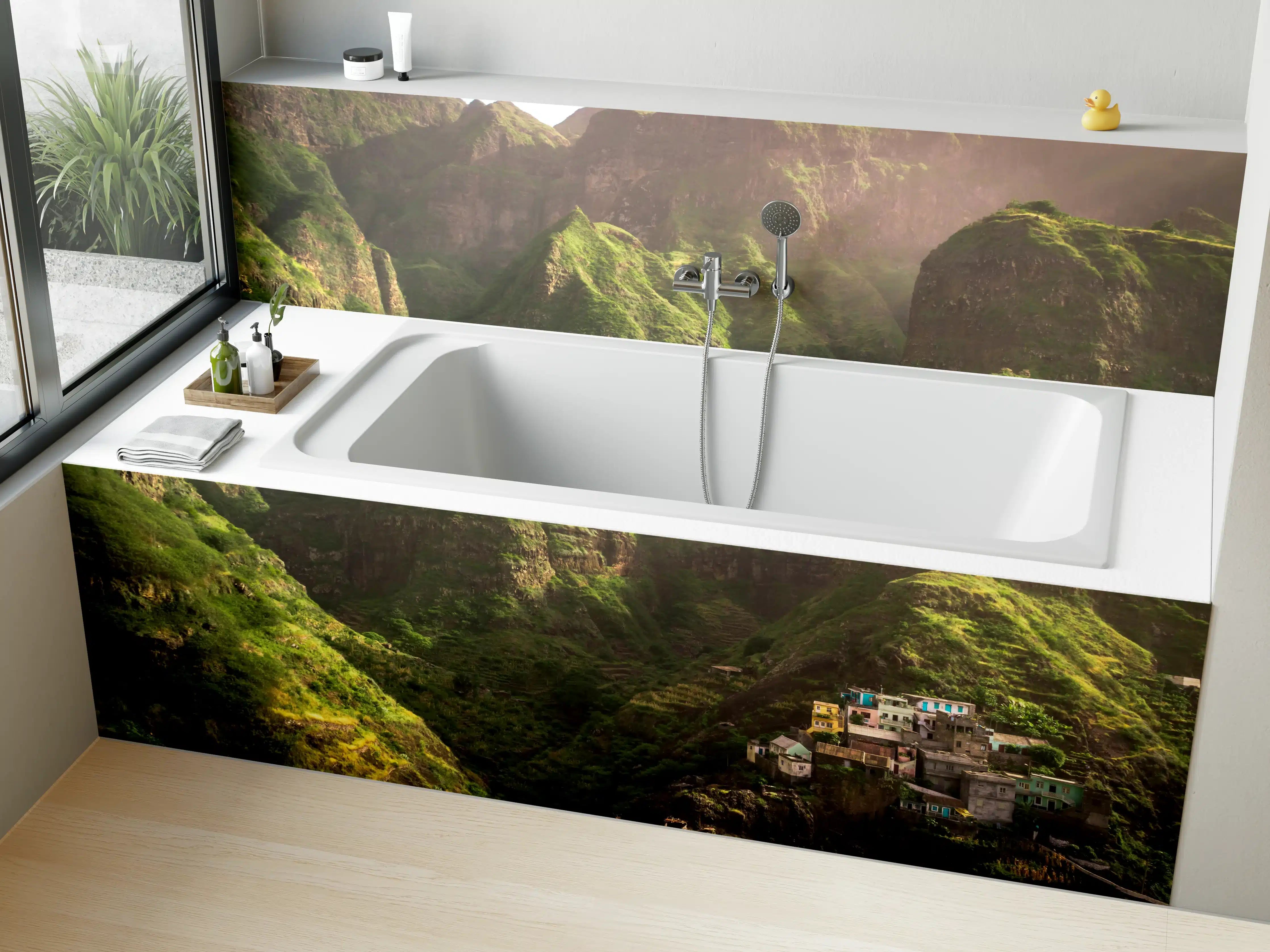 Badewannen-Rückwand - Luftaufnahme von Fontainhas - Kabo Verde