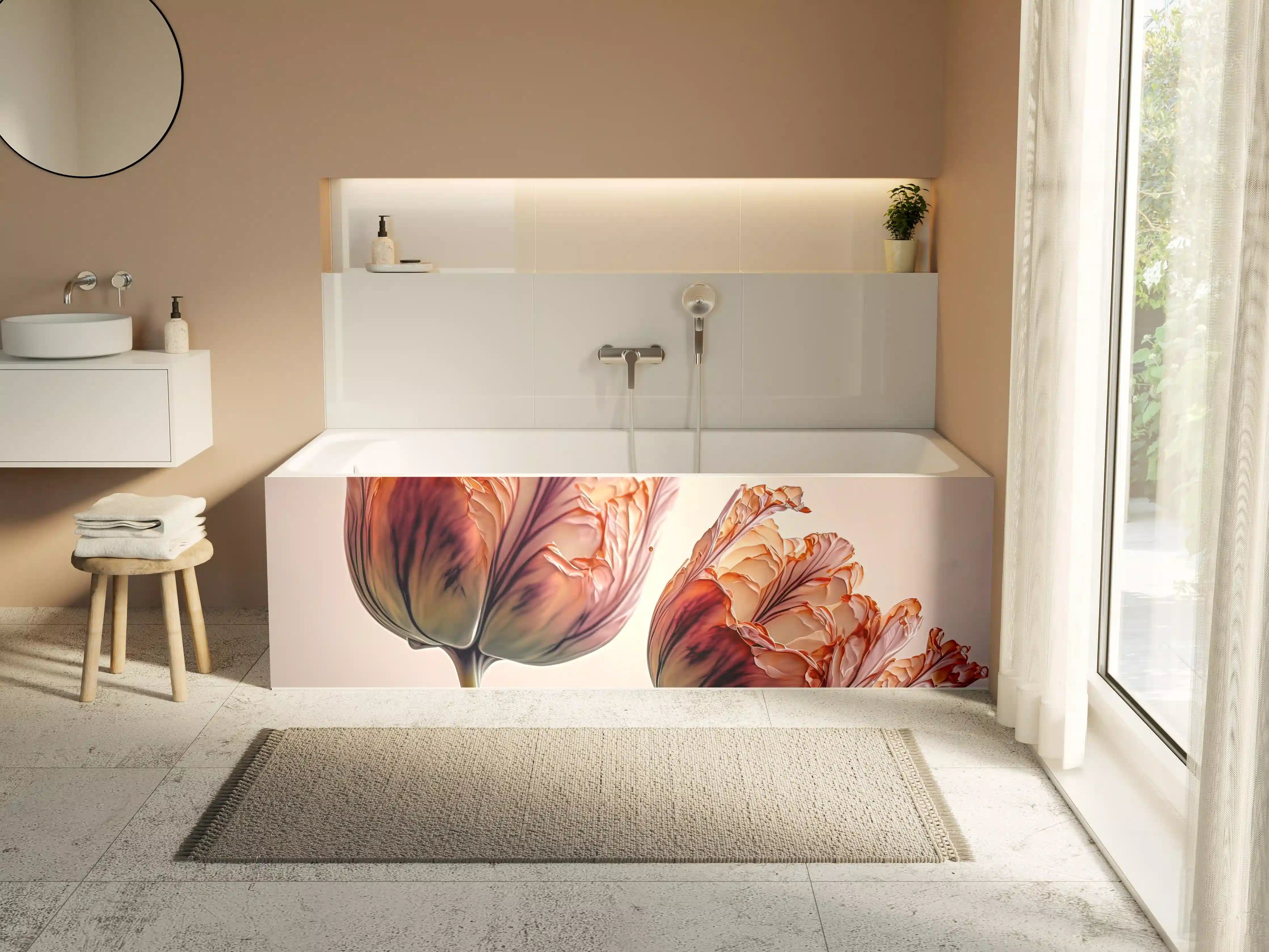 Badewannen-Rückwand - Luxuriöse Abstrakte Tulpen Kunst