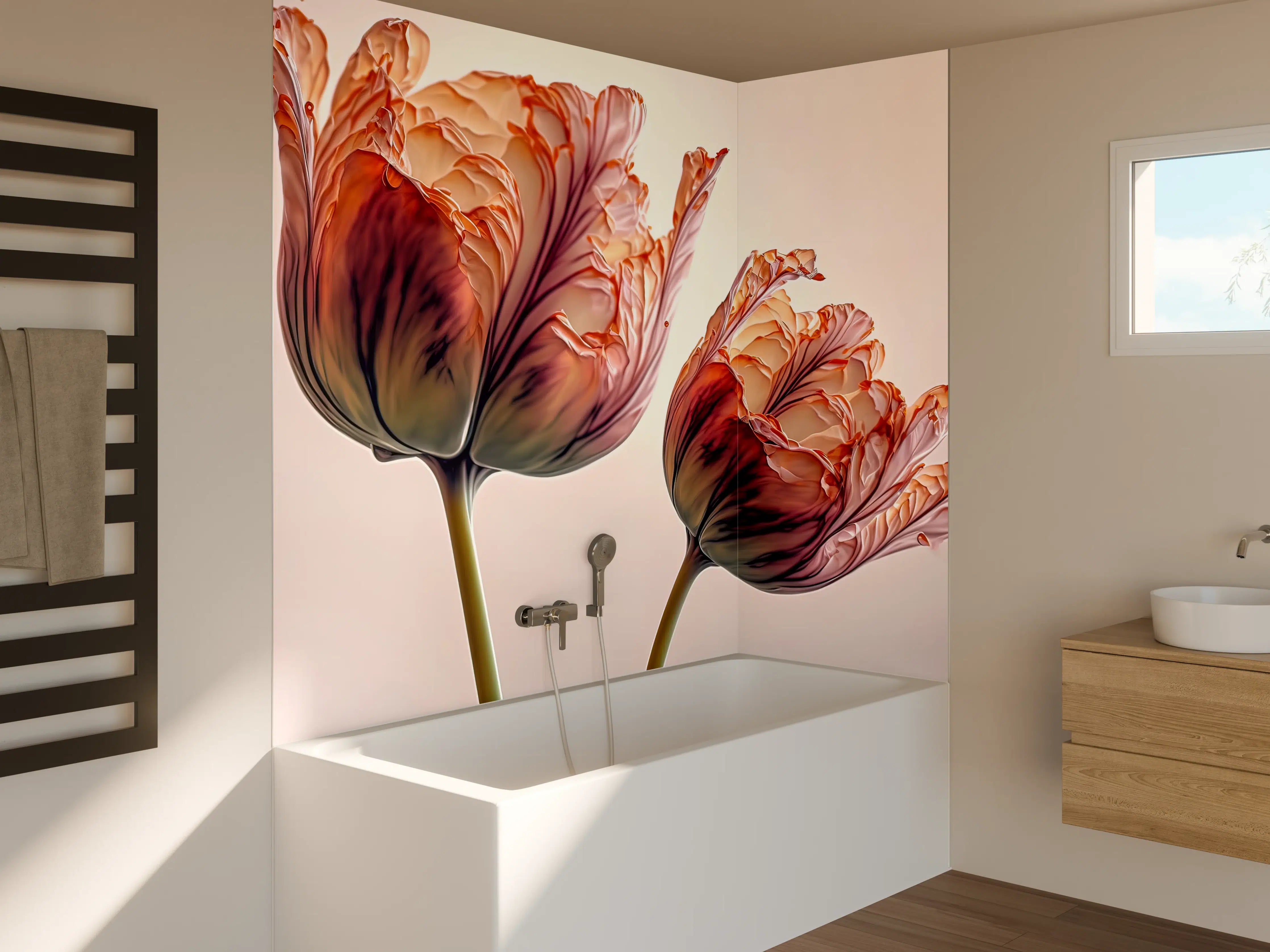 Badewannen-Rückwand - Luxuriöse Abstrakte Tulpen Kunst