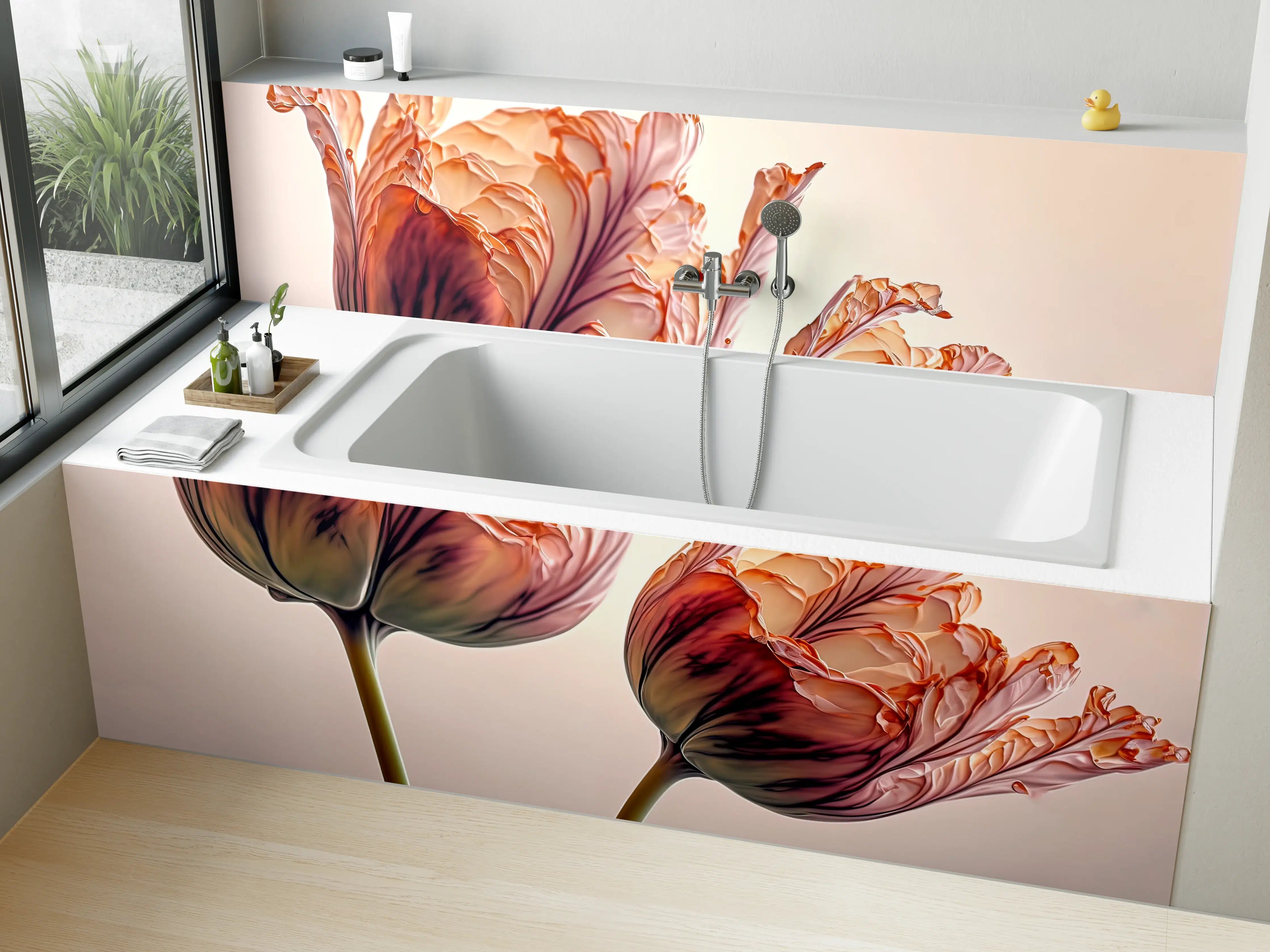 Badewannen-Rückwand - Luxuriöse Abstrakte Tulpen Kunst