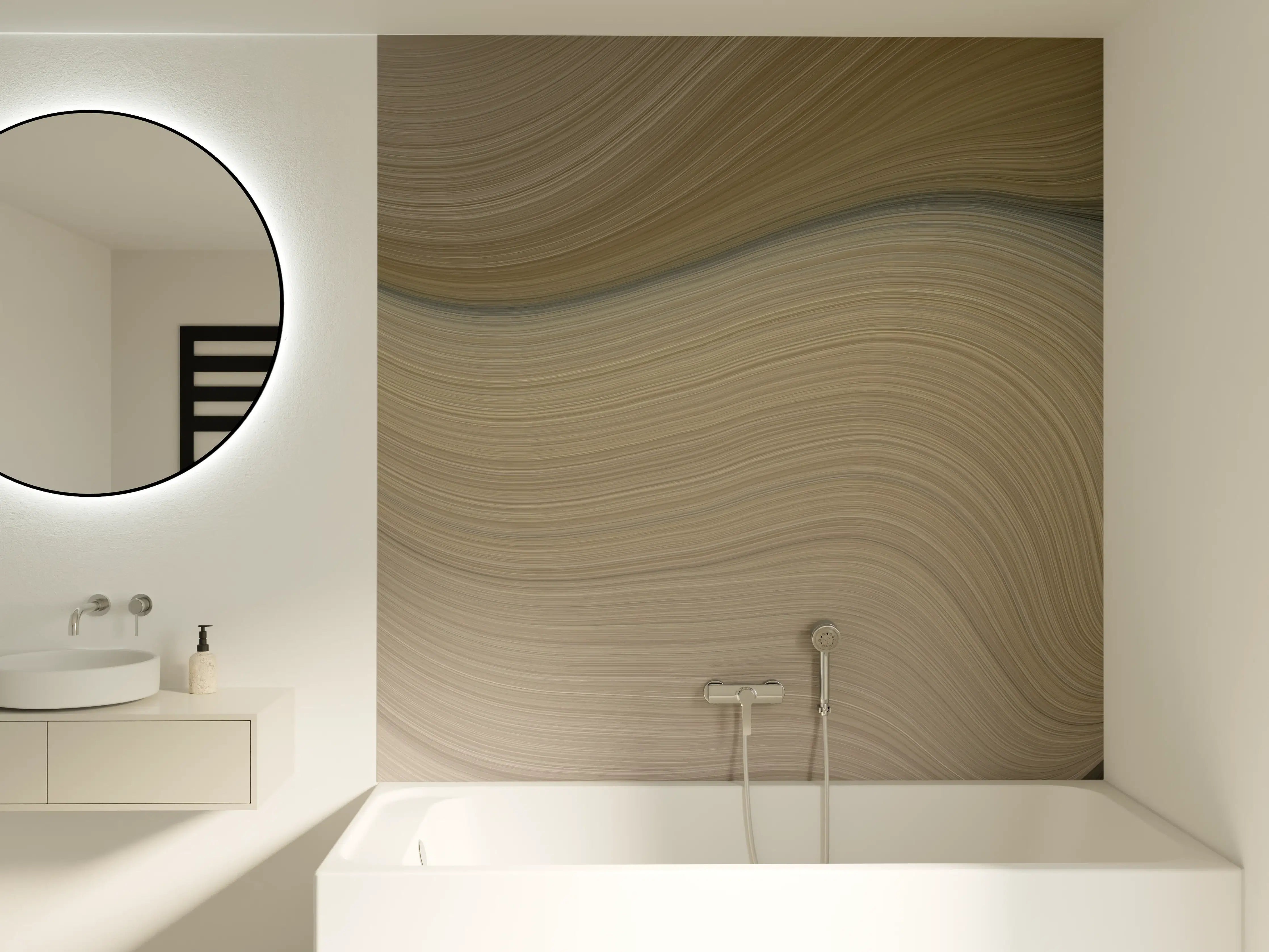 Badewannen-Rückwand - Luxuriöse Beige-Grau-Marmor-Textur