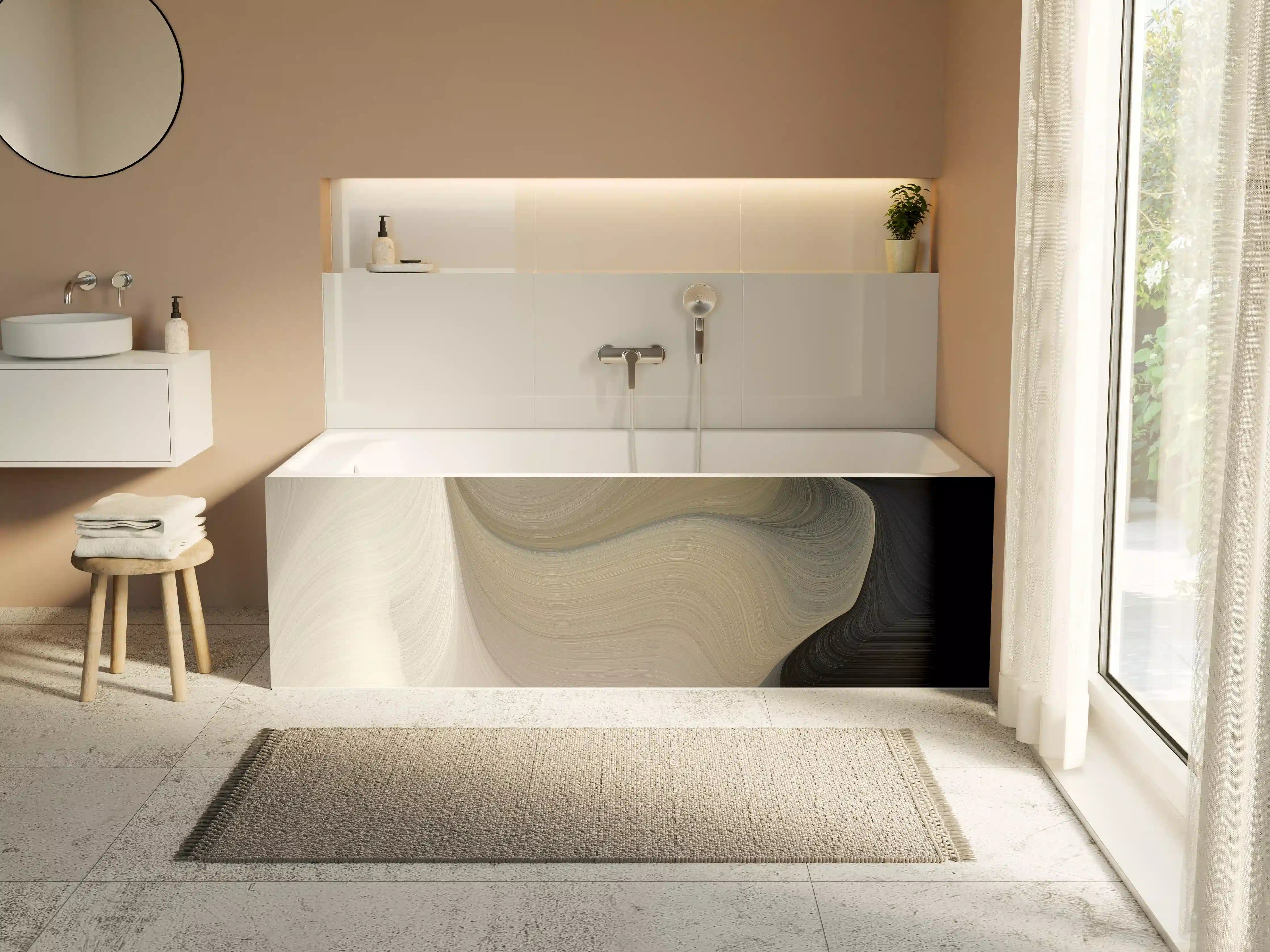 Badewannen-Rückwand - Luxuriöse Beige-Grau-Marmor-Textur