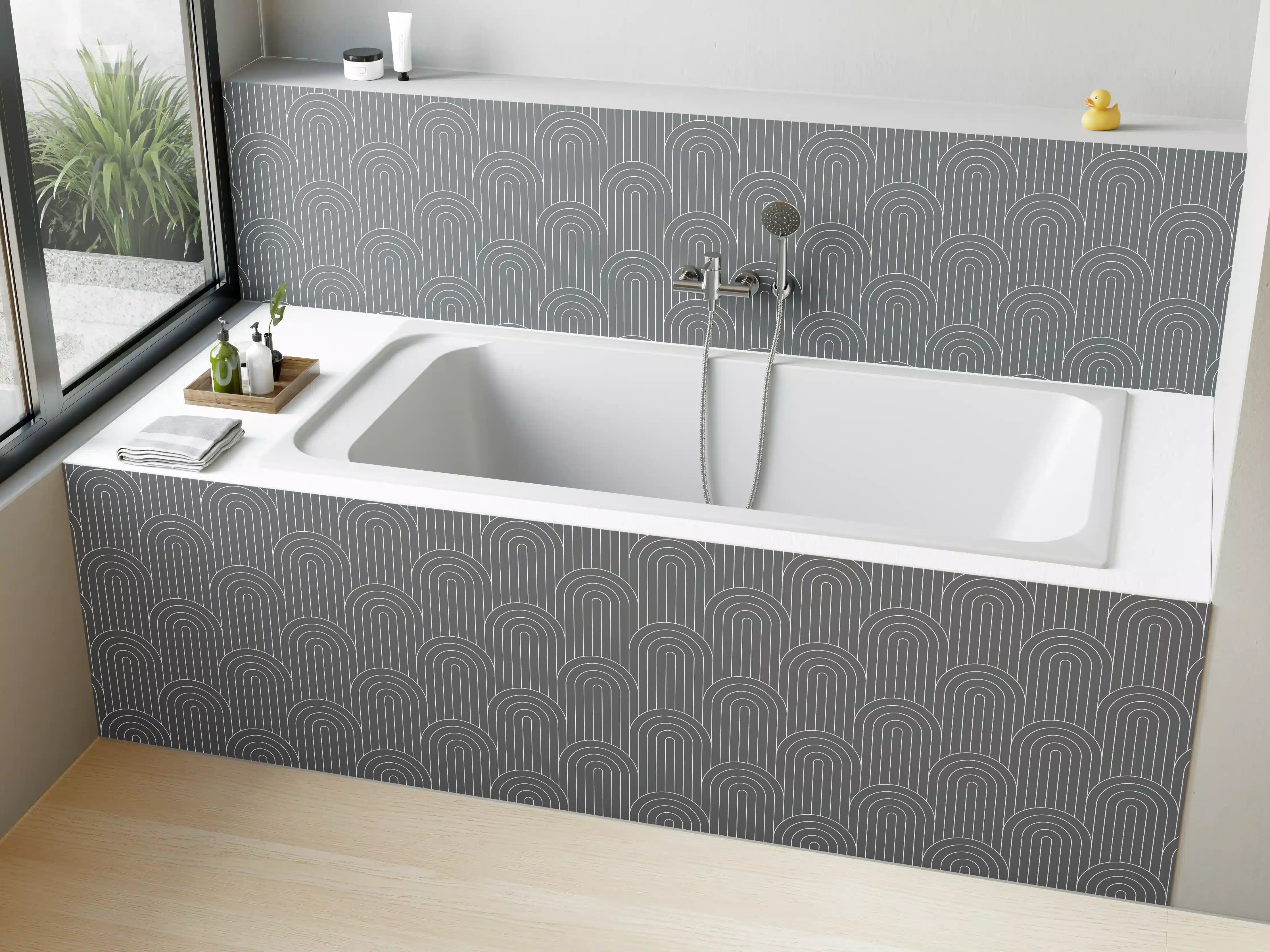 Badewannen-Rückwand - Luxuriöse graue Marmor-Textur