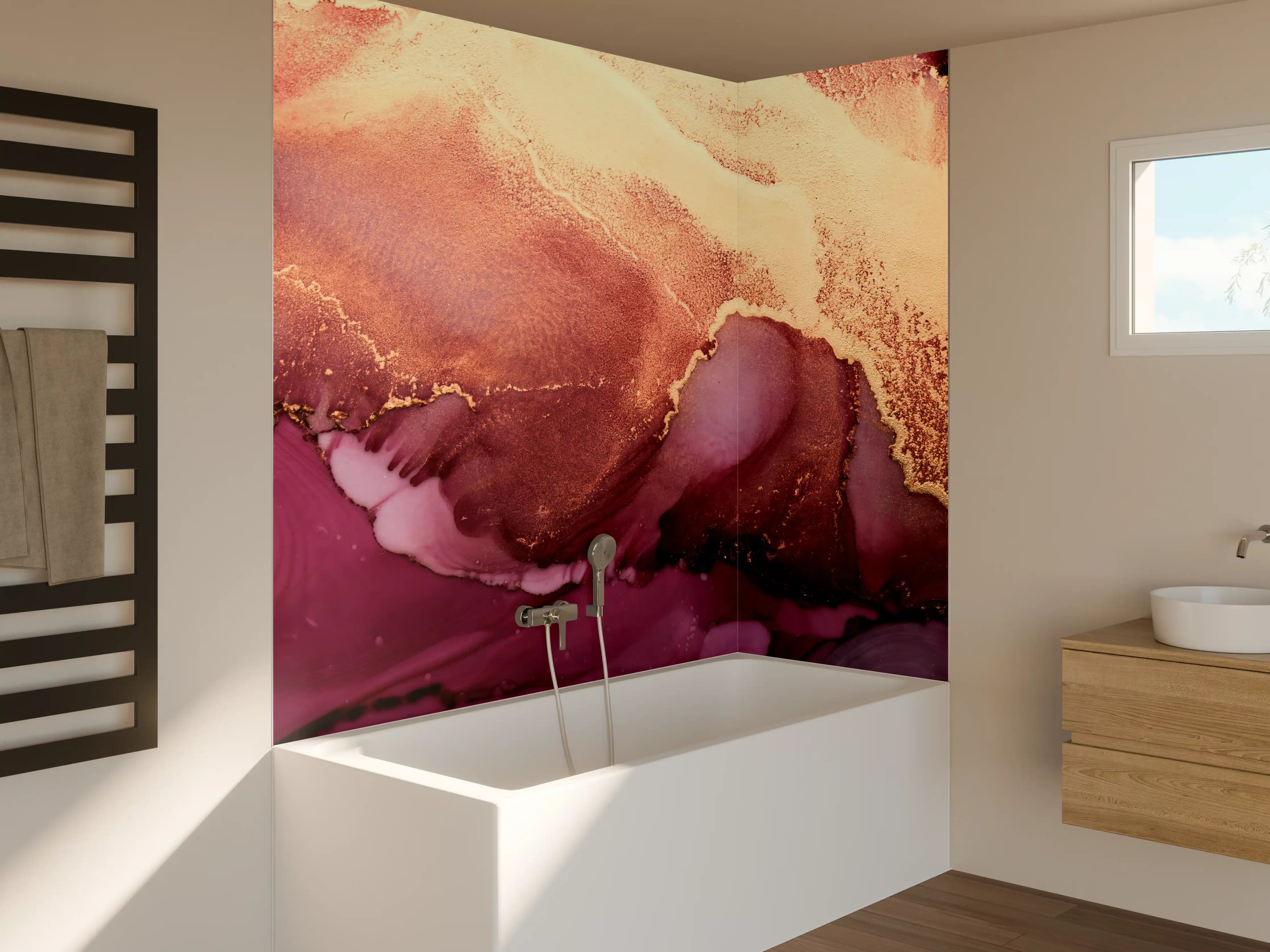 Badewannen-Rückwand - Luxuriöser Hintergrund - Alkoholtinten-Technik