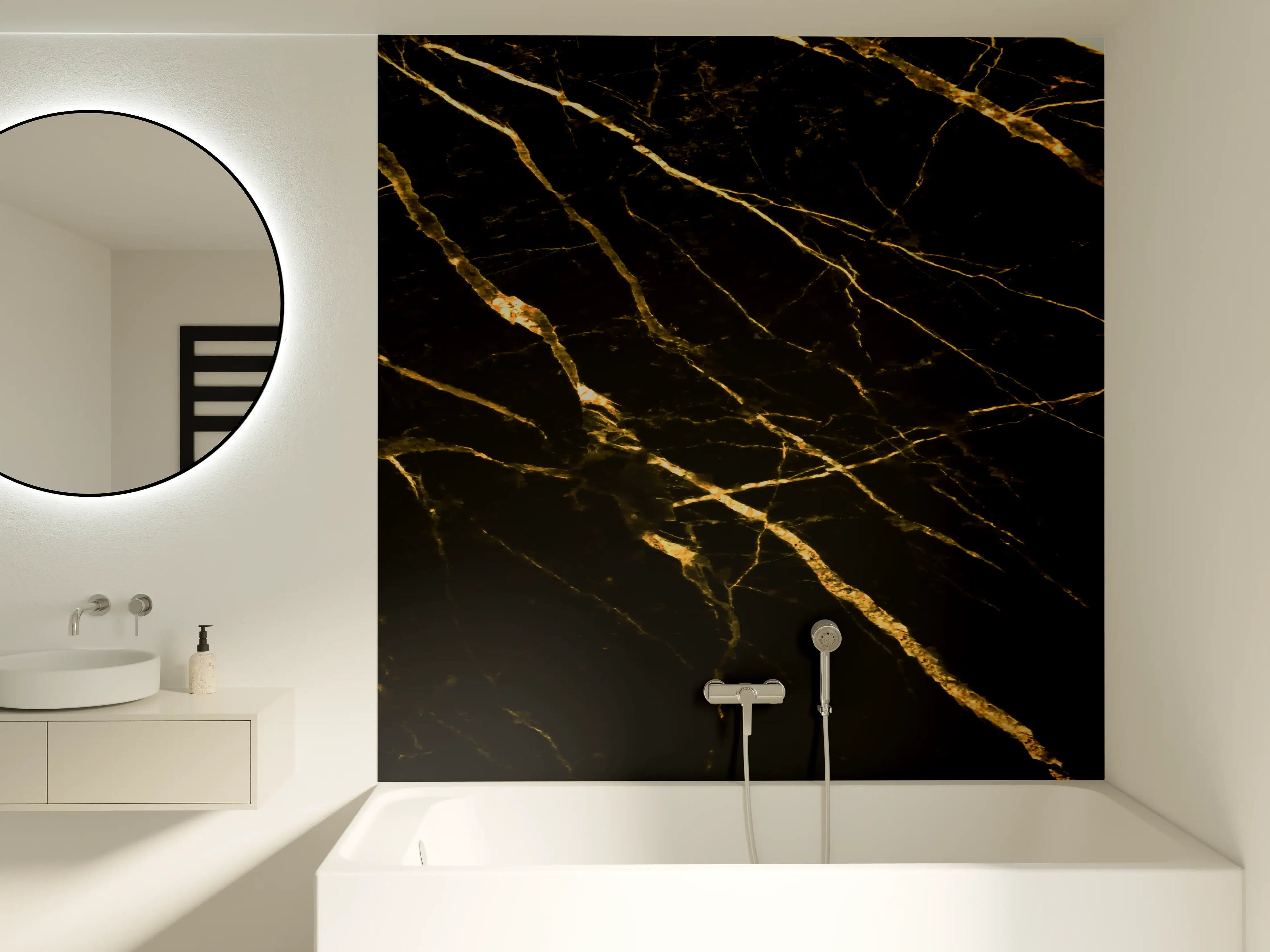 Badewannen-Rückwand - Luxus Goldmarmortextur 