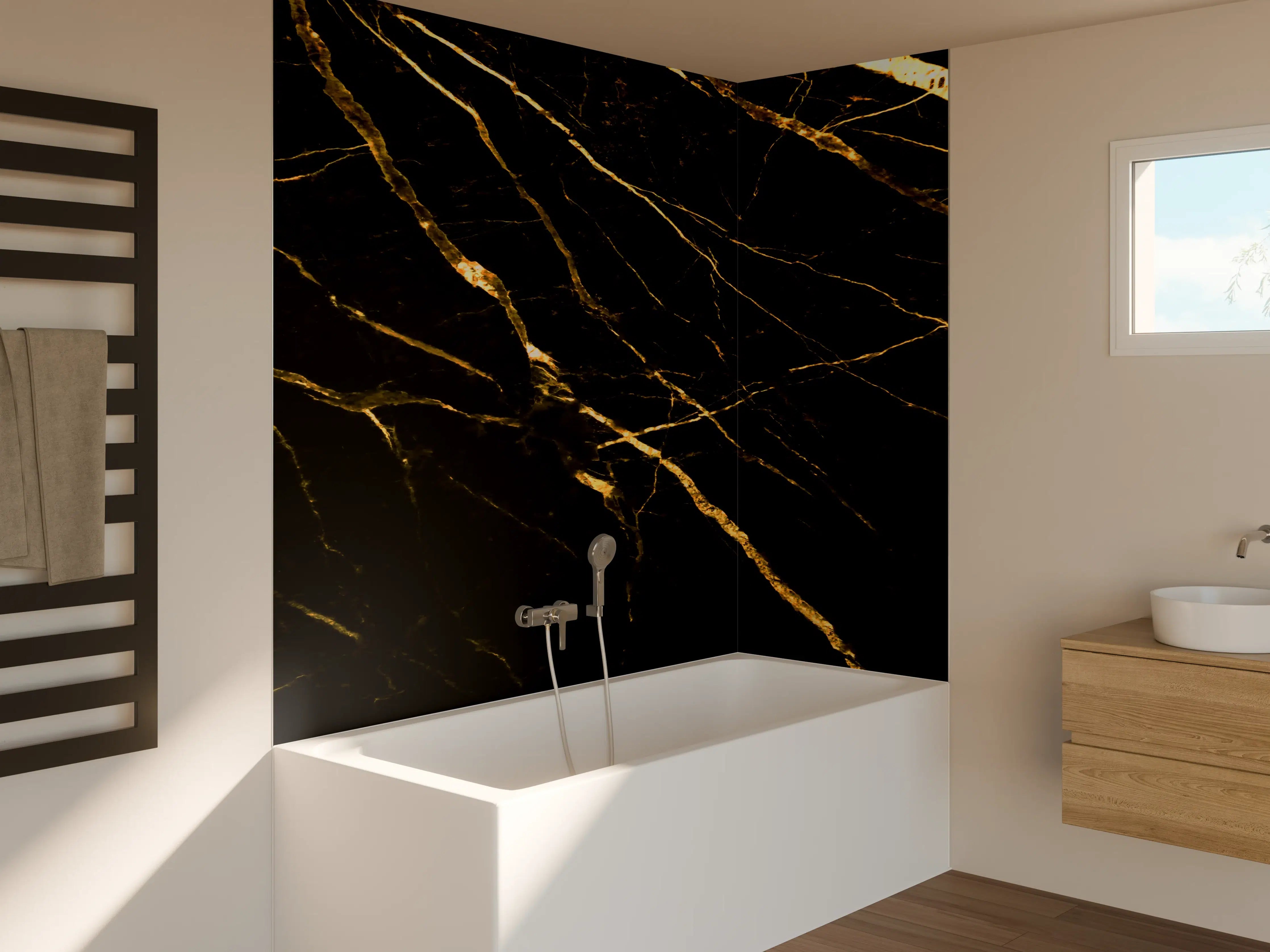 Badewannen-Rückwand - Luxus Goldmarmortextur 
