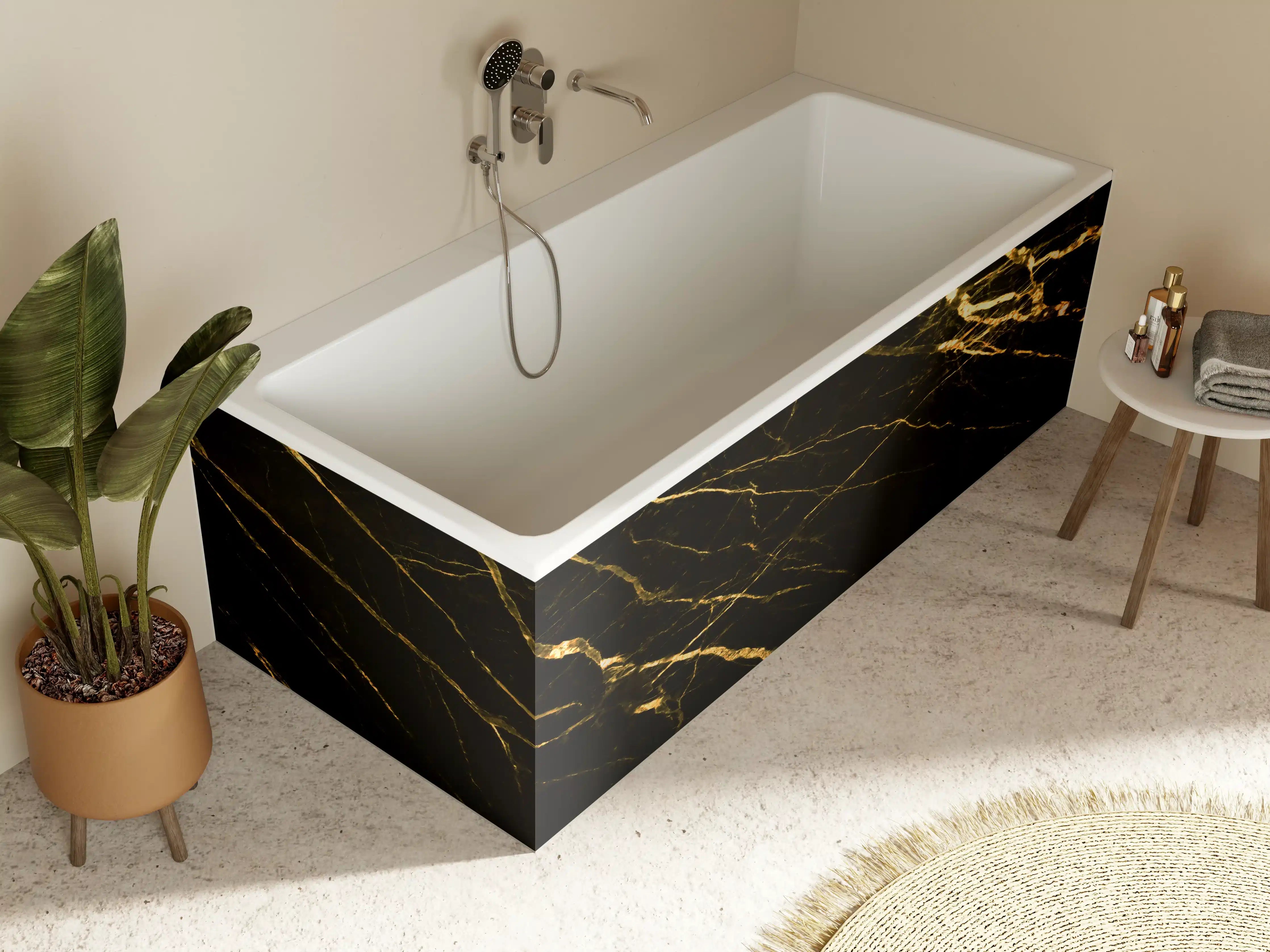 Badewannen-Rückwand - Luxus Goldmarmortextur 