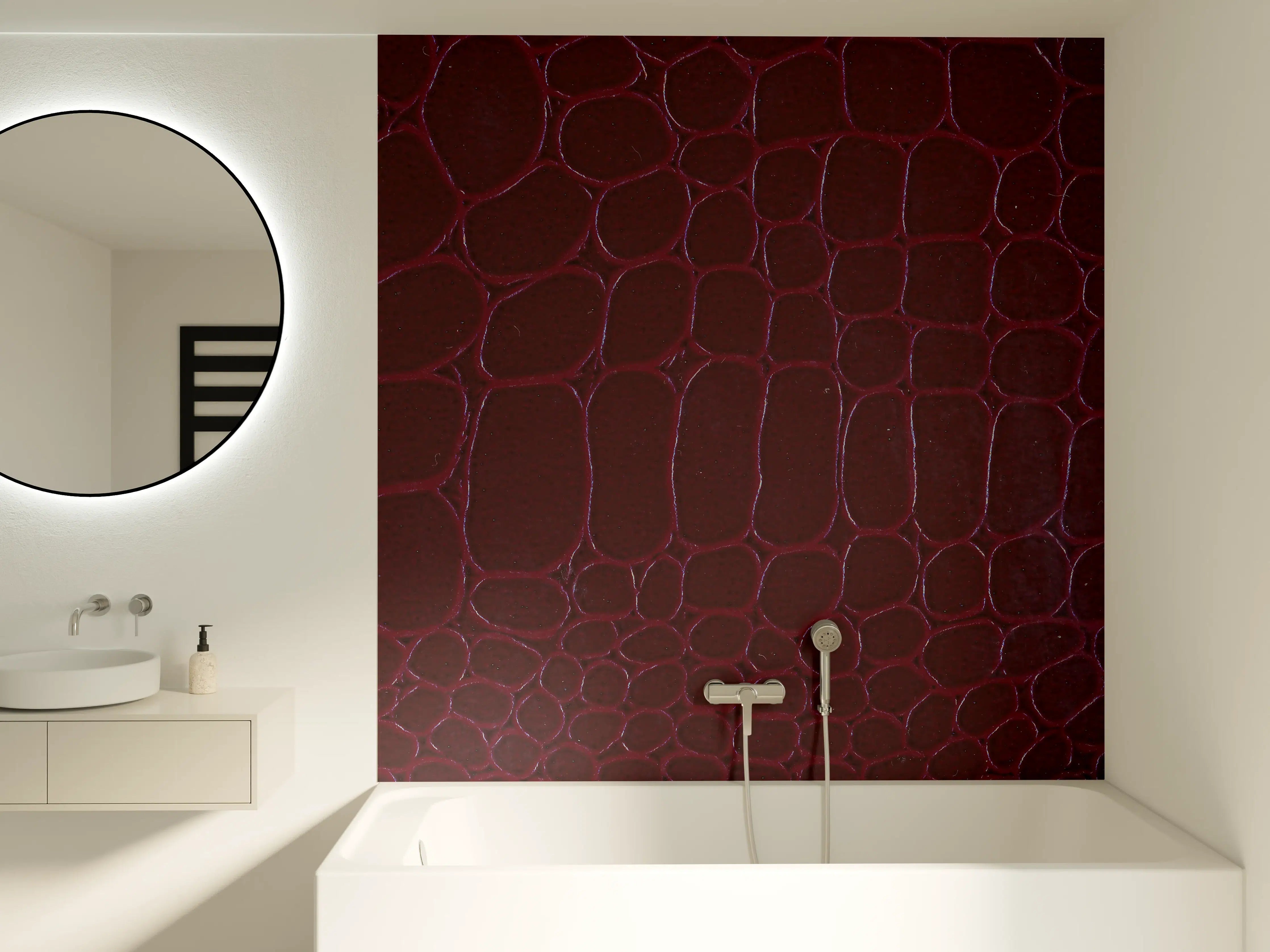 Badewannen-Rückwand - Luxus Krokodillederimitat Rot