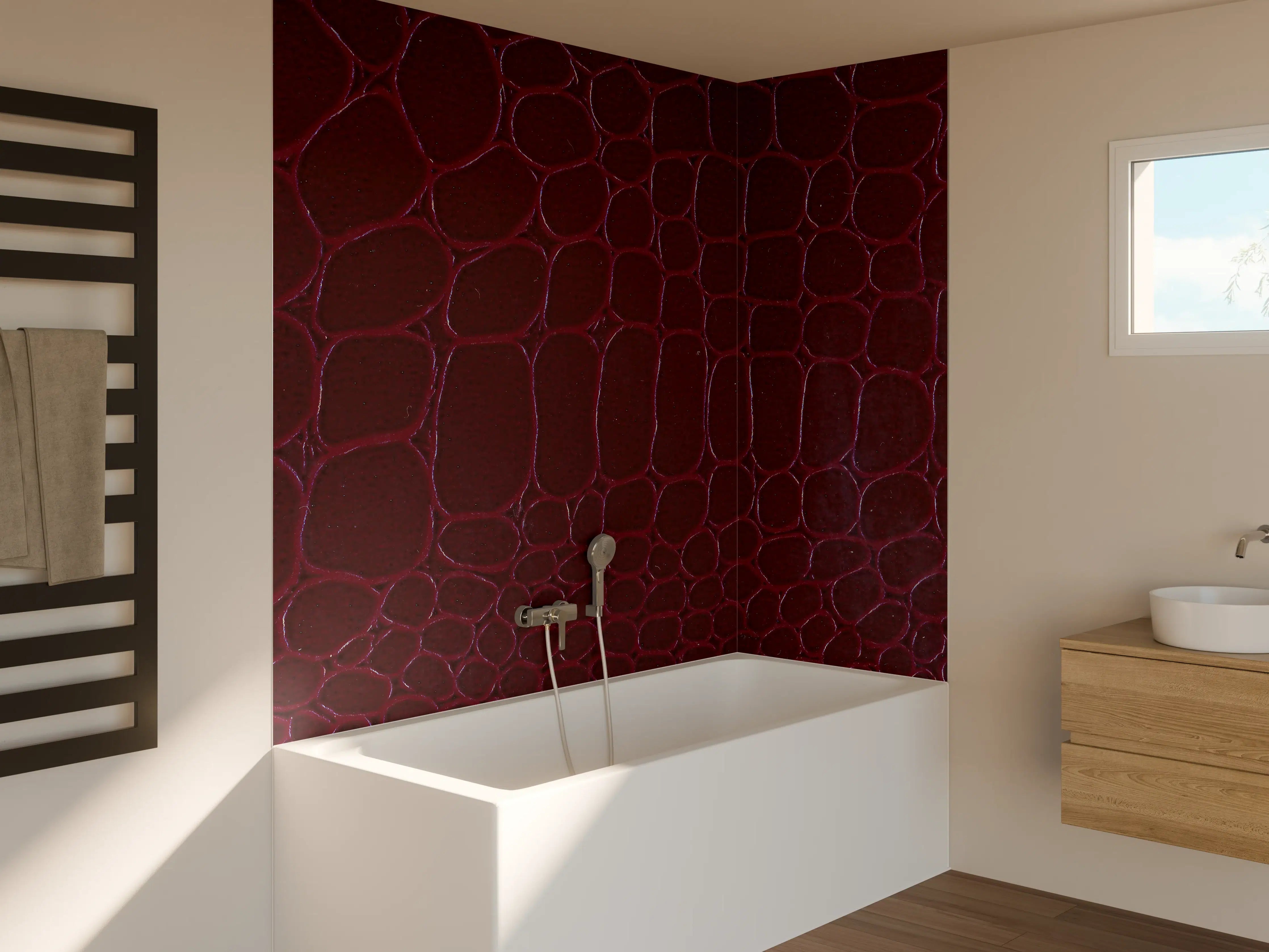 Badewannen-Rückwand - Luxus Krokodillederimitat Rot