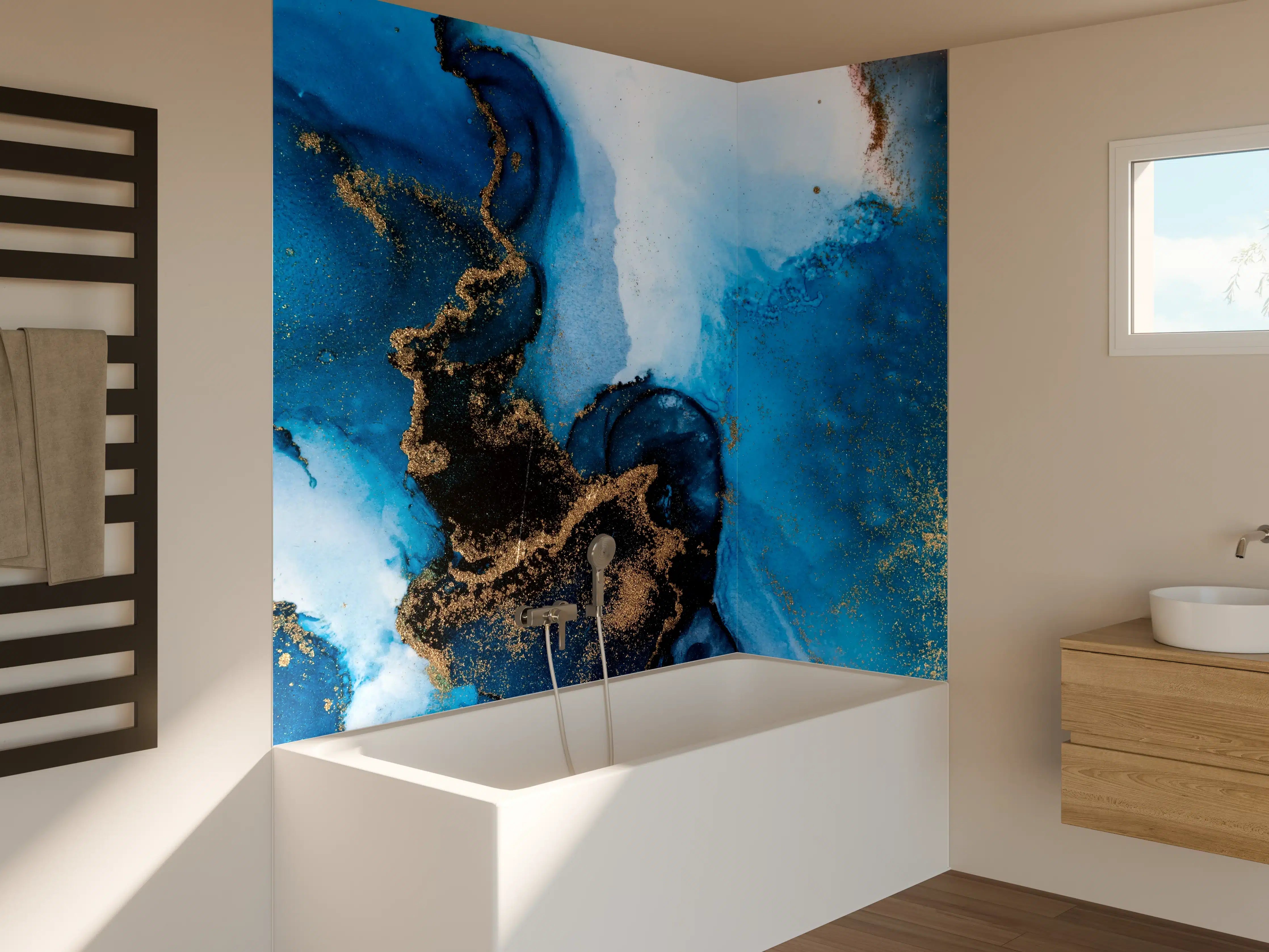Badewannen-Rückwand - Luxus Marmor Textur - Flüssigmalerei