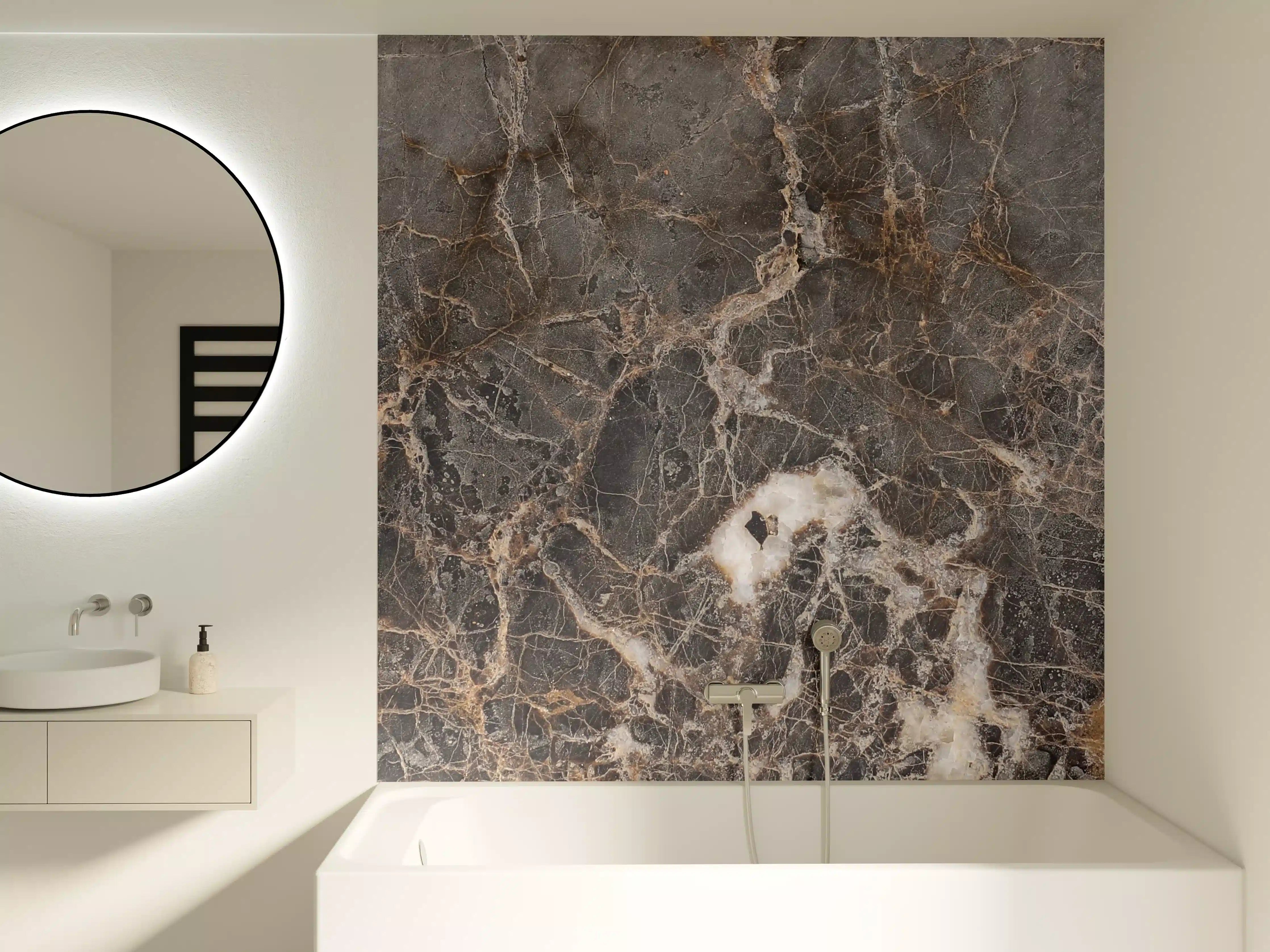 Badewannen-Rückwand - Luxus-Marmor-Textur in Braun-Schatten