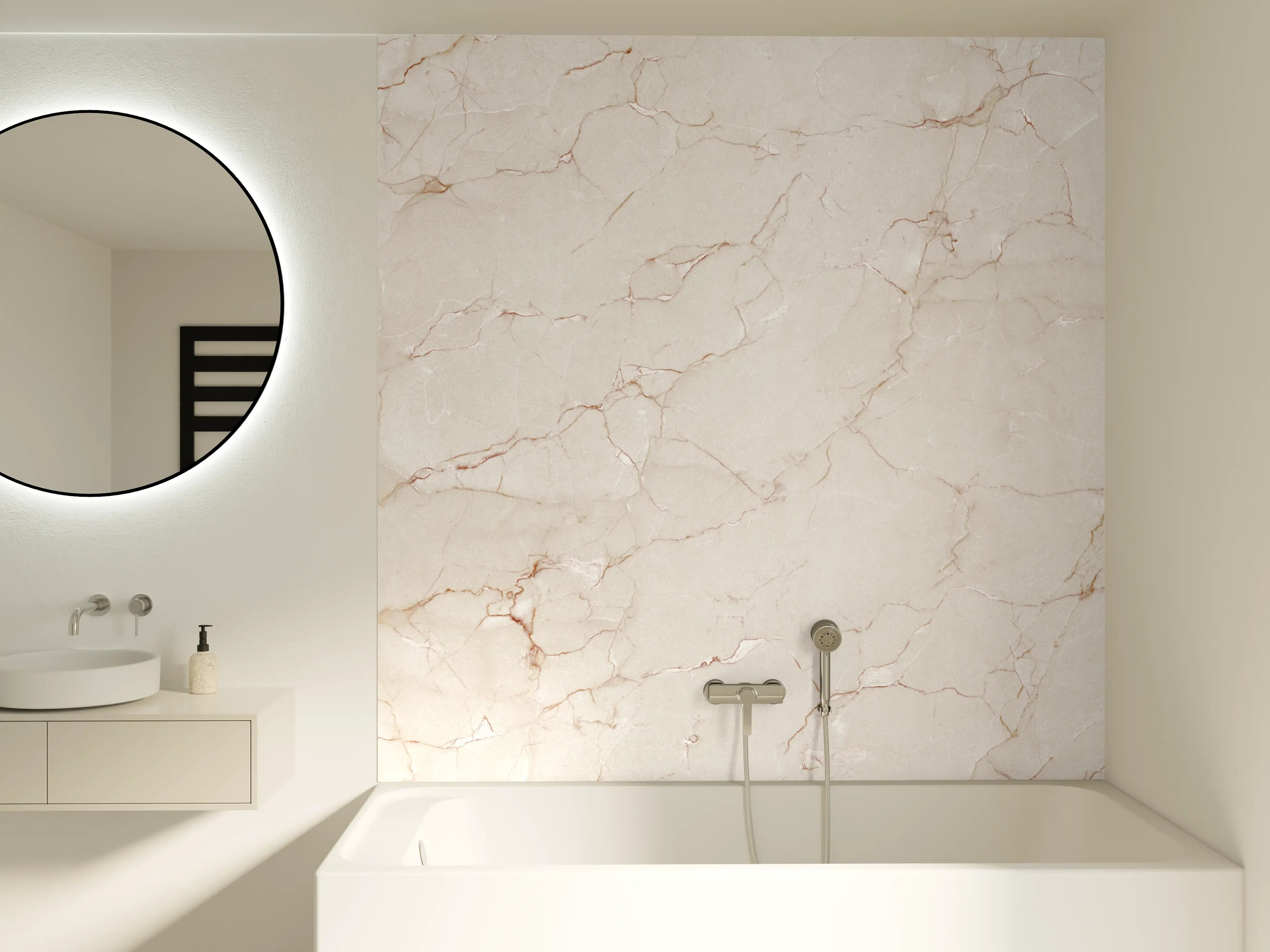 Badewannen-Rückwand - Luxus Weiß-Grau Marmor-Textur