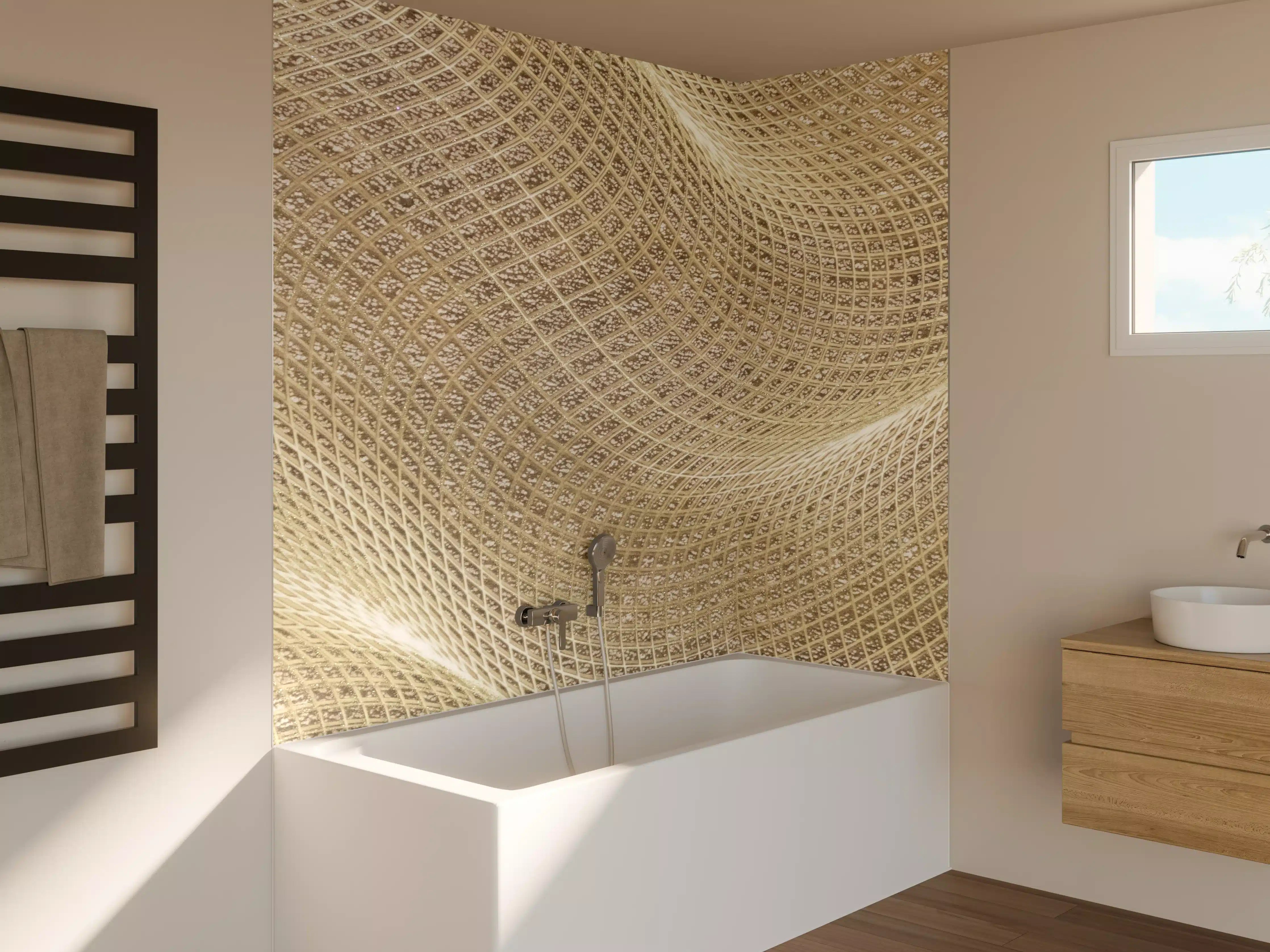 Badewannen-Rückwand - Luxus-Weiße Gewebe-Textur