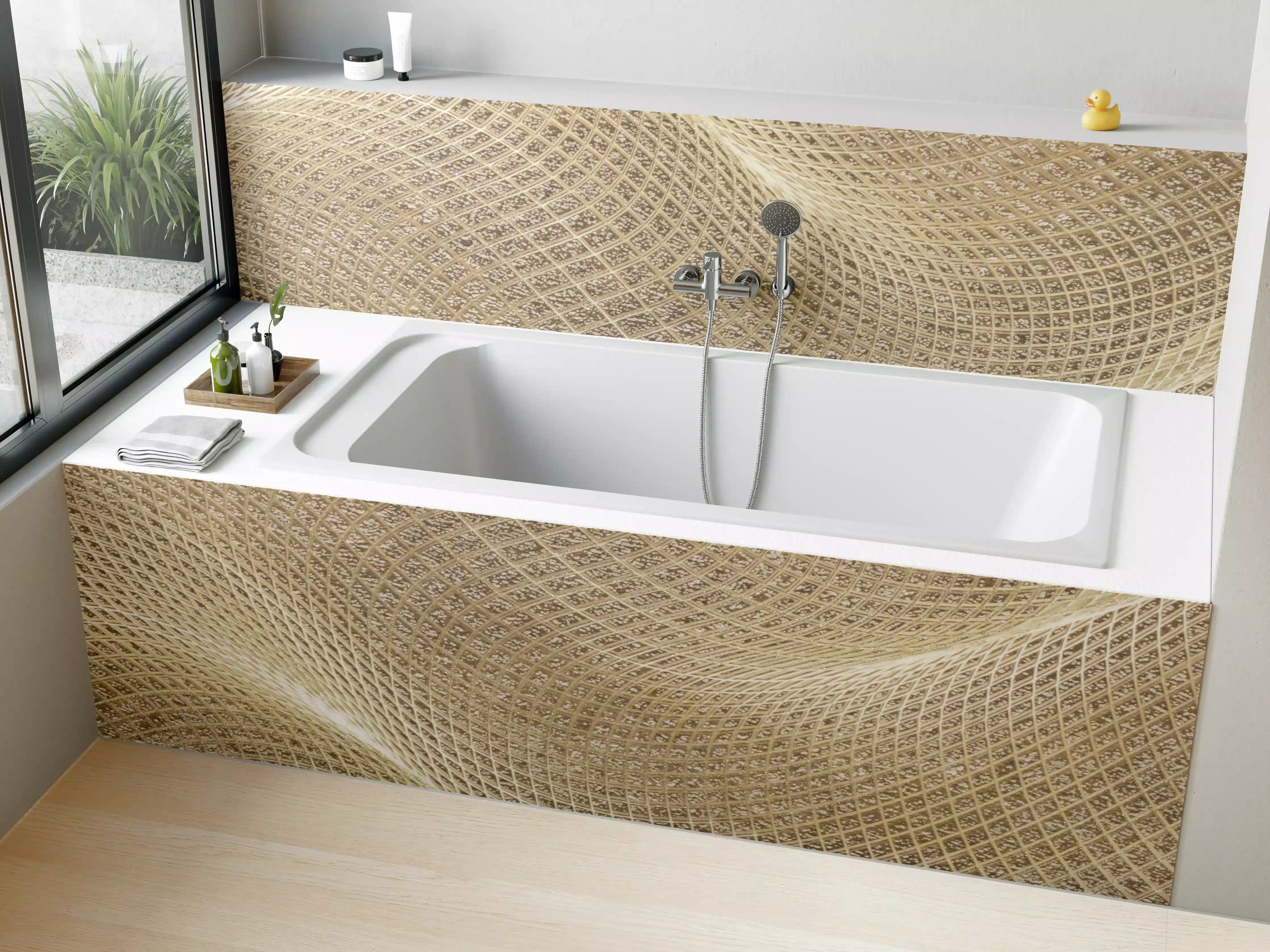 Badewannen-Rückwand - Luxus-Weiße Gewebe-Textur