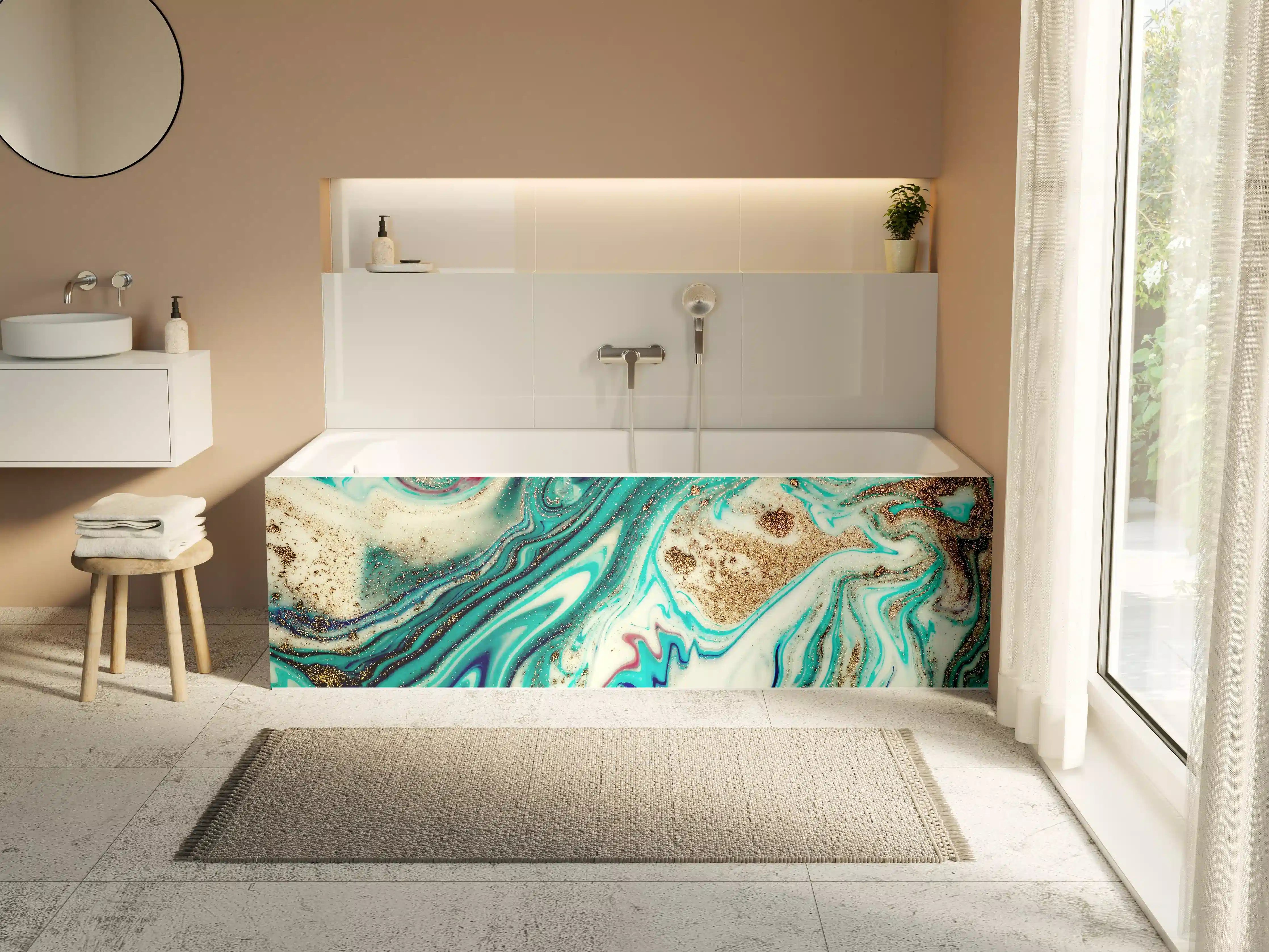Badewannen-Rückwand - Magische Abstrakte Marmor-Kunst