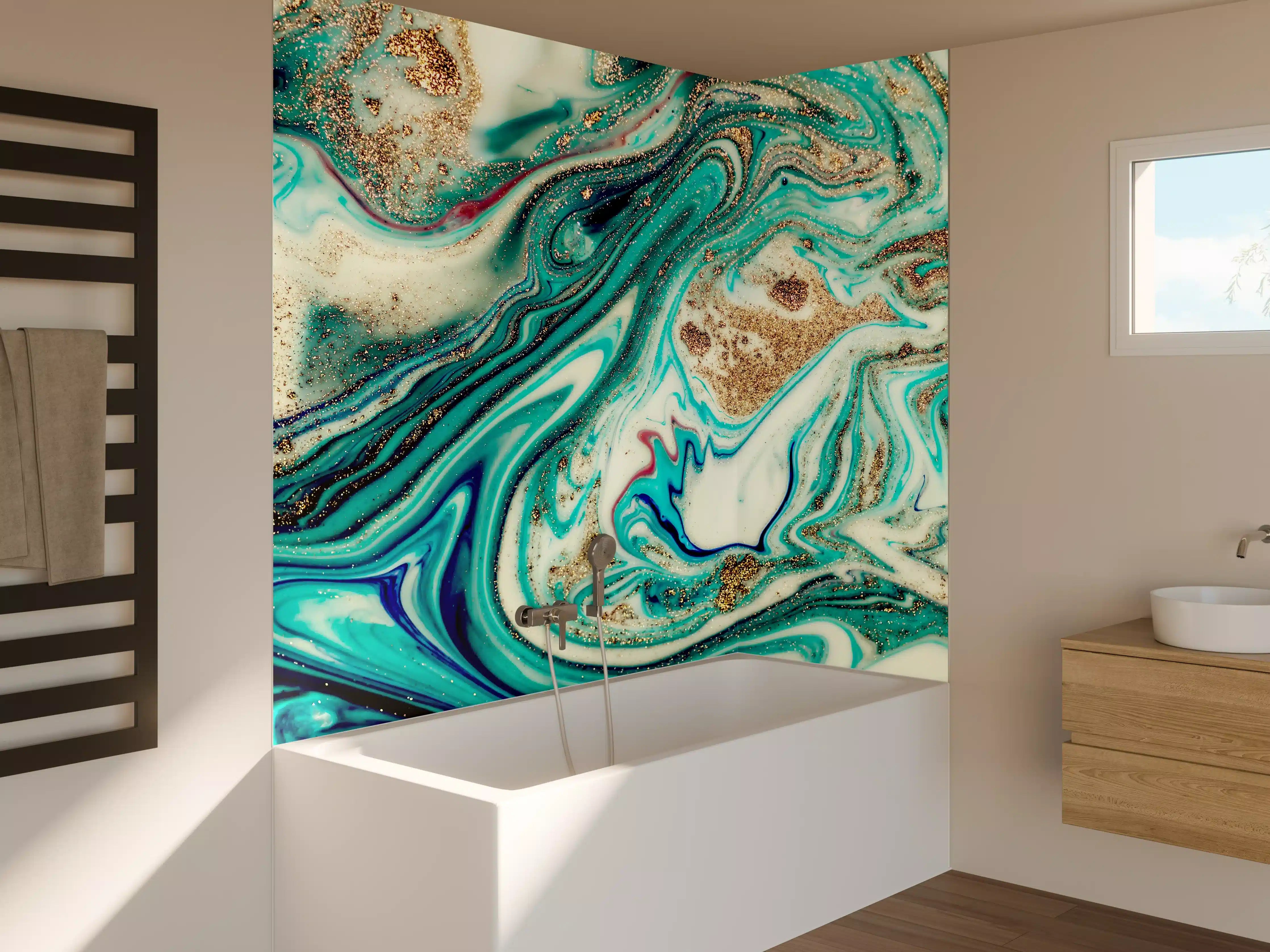 Badewannen-Rückwand - Magische Abstrakte Marmor-Kunst