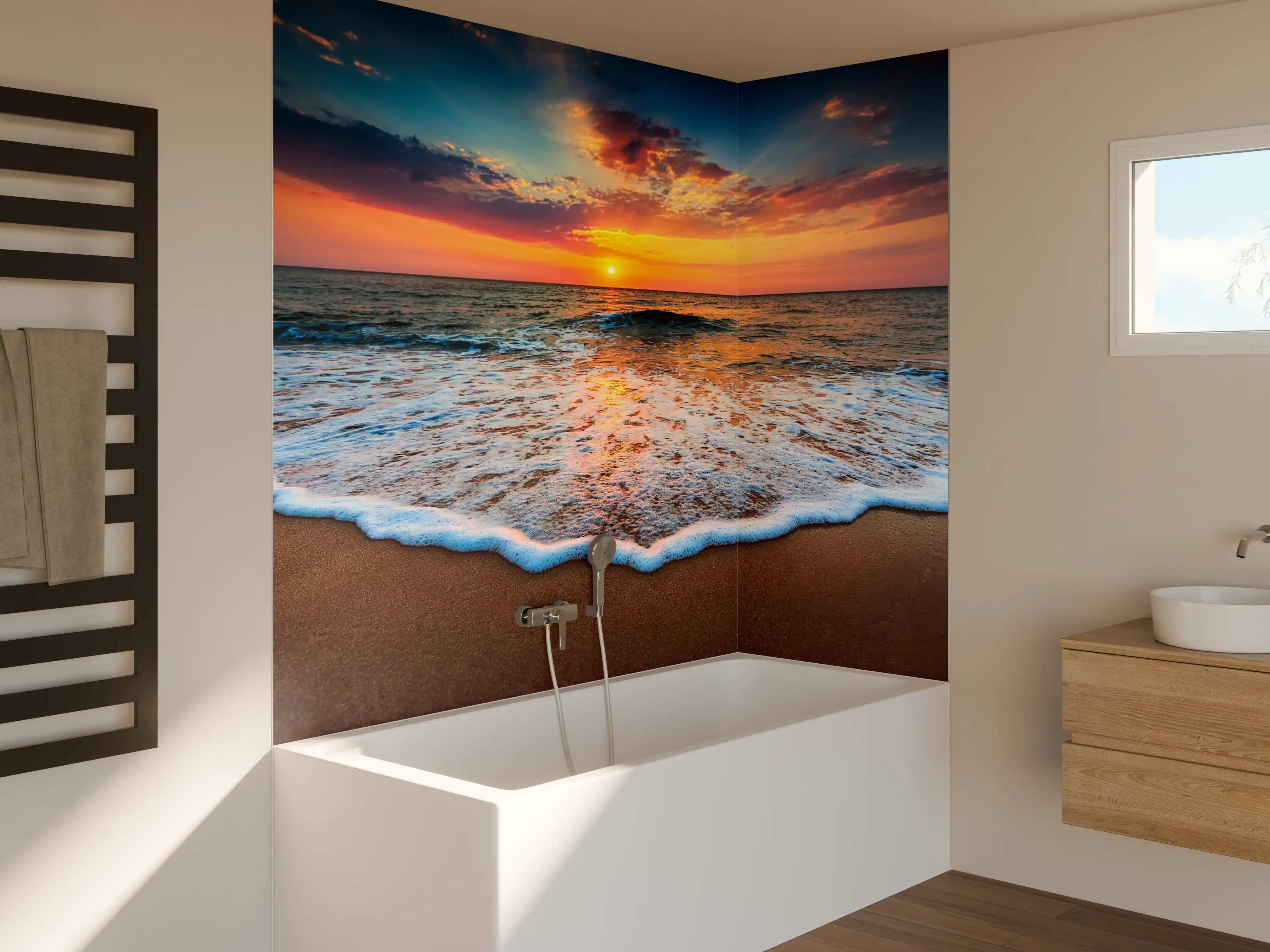 Badewannen-Rückwand - Magischer Sonnenaufgang Meer