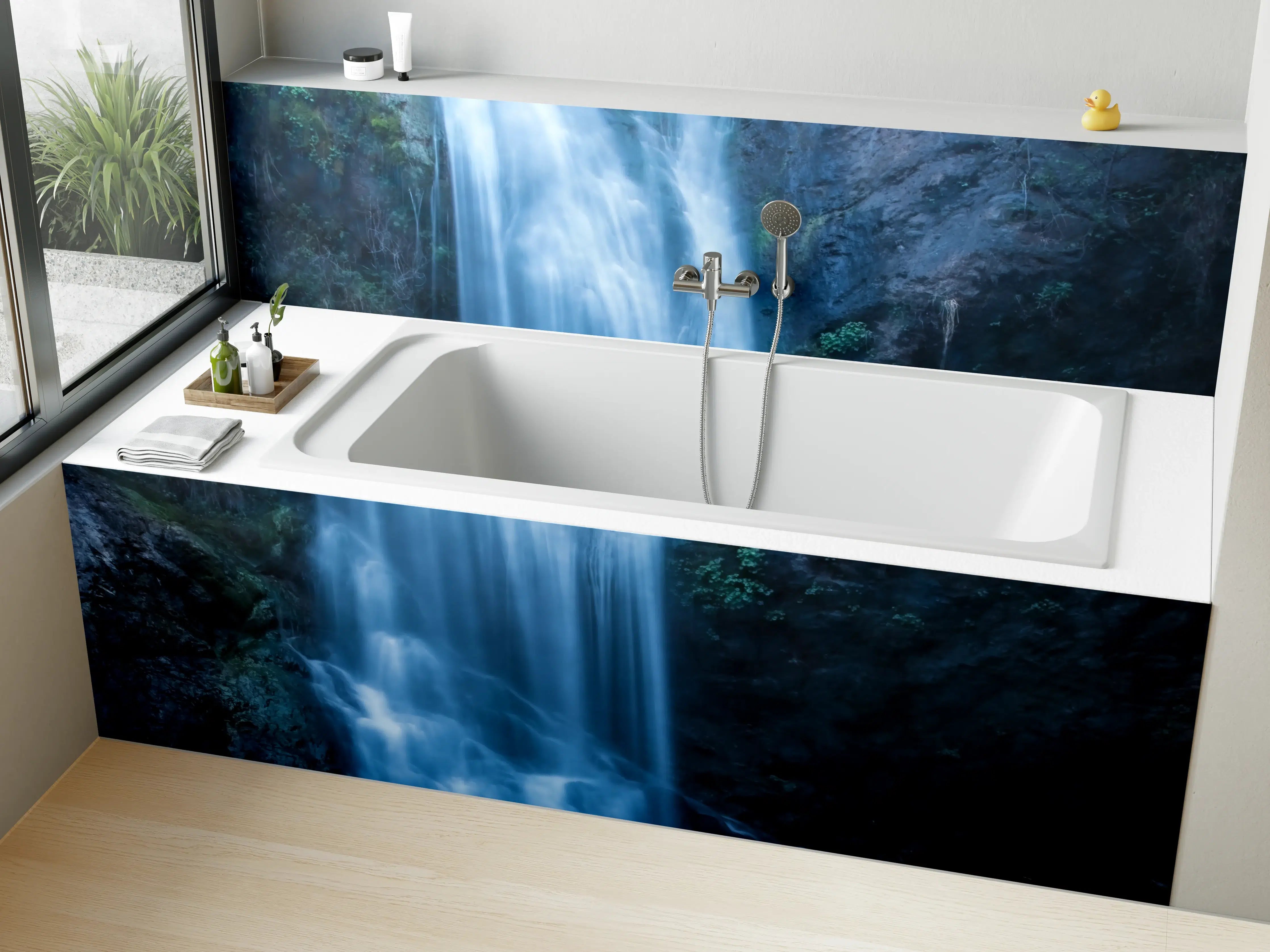 Badewannen-Rückwand - Majestätischer Wasserfall in Naturidyll