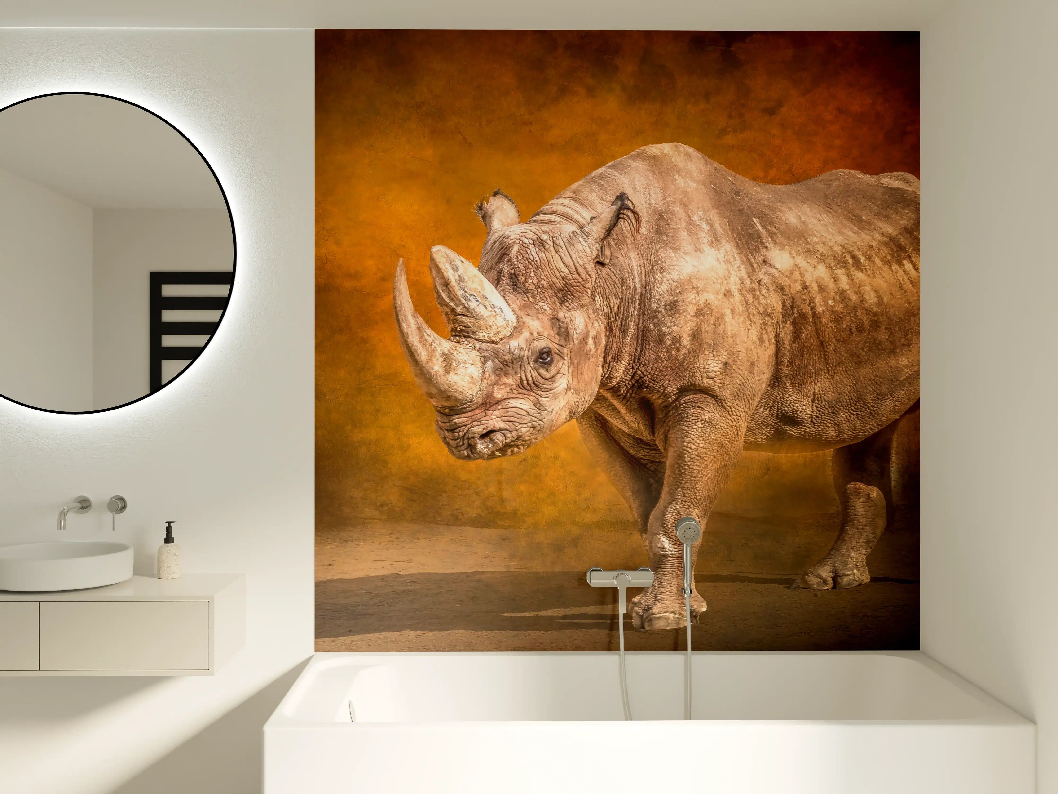 Badewannen-Rückwand - Majestätisches Nashorn