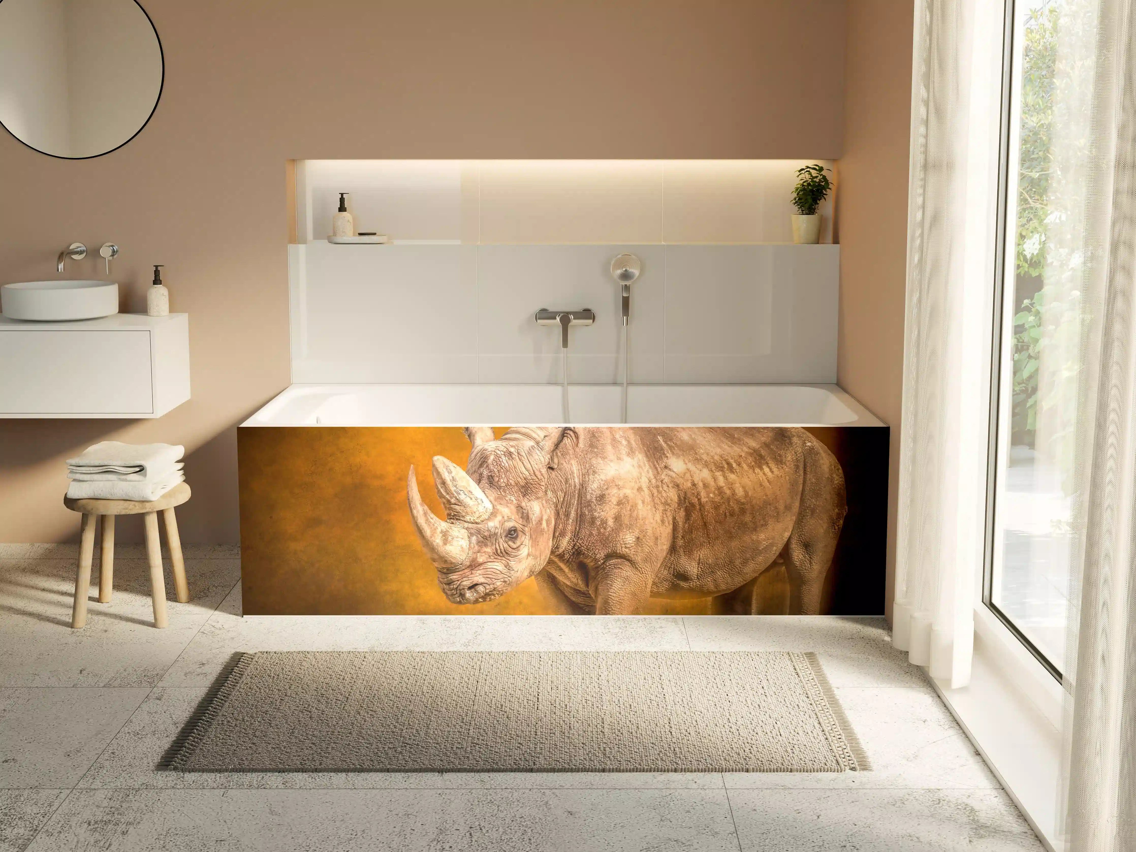 Badewannen-Rückwand - Majestätisches Nashorn