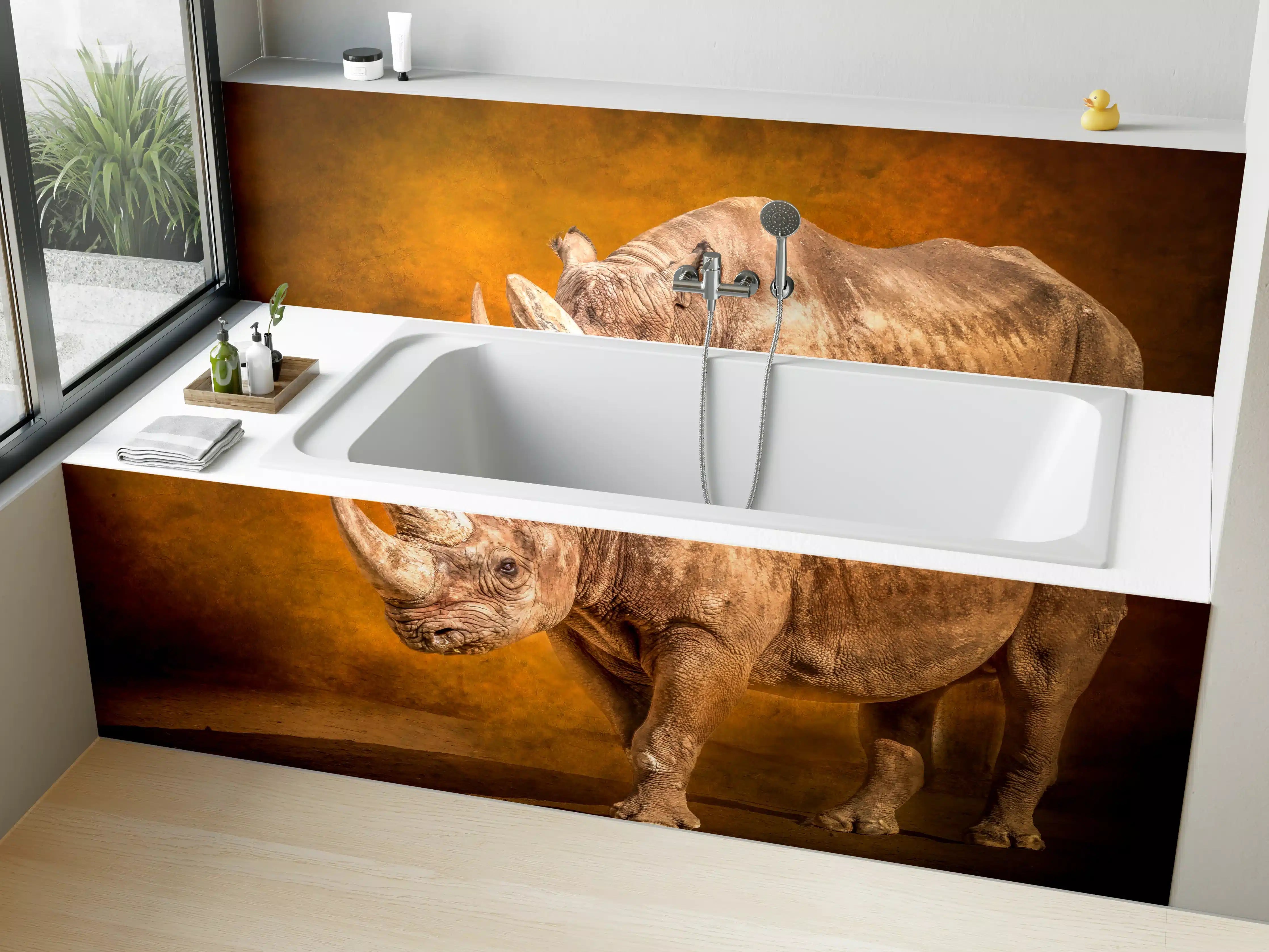 Badewannen-Rückwand - Majestätisches Nashorn