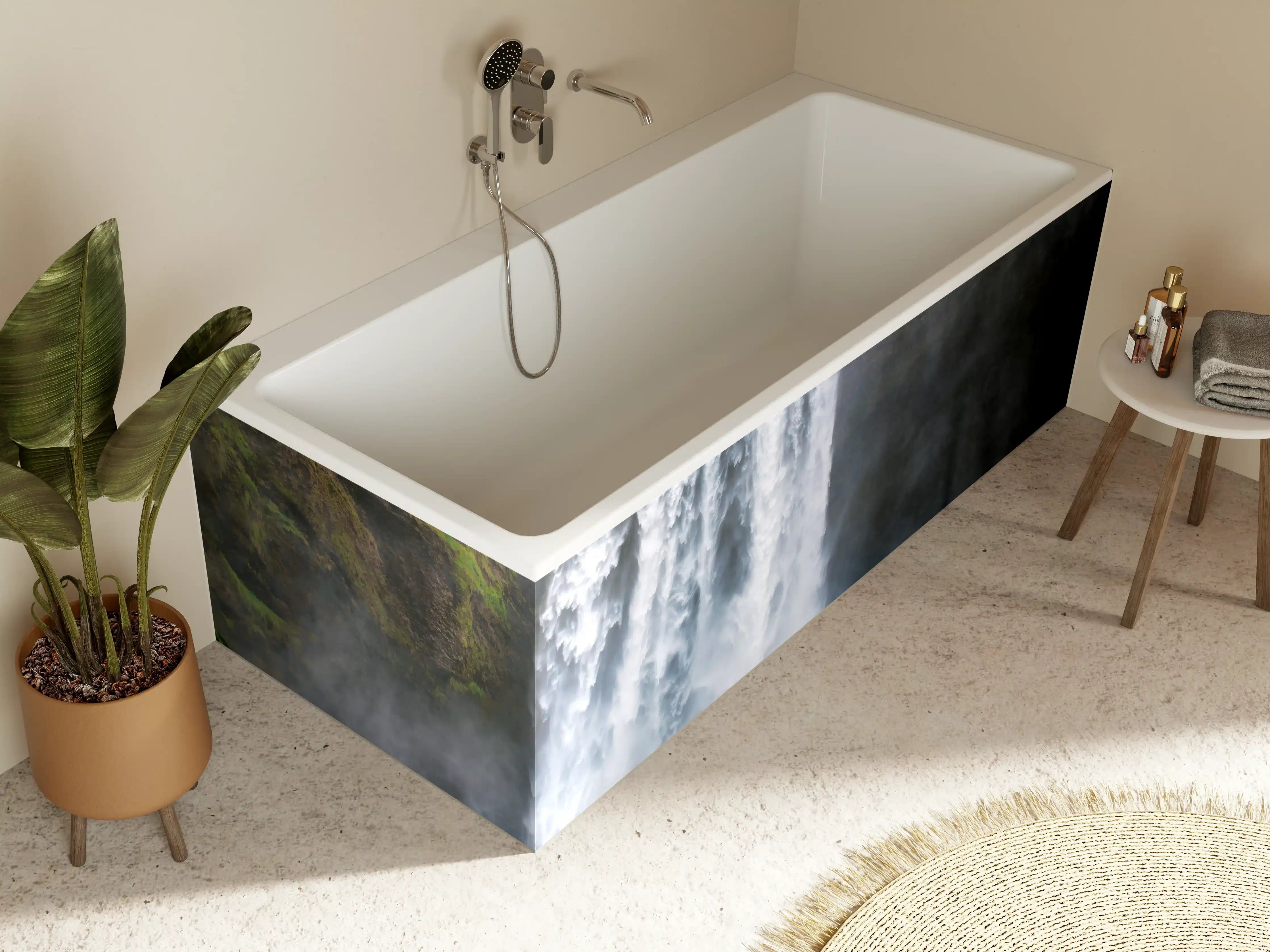 Badewannen-Rückwand - Majestatischer Wasserfall mit Nebelschwaden