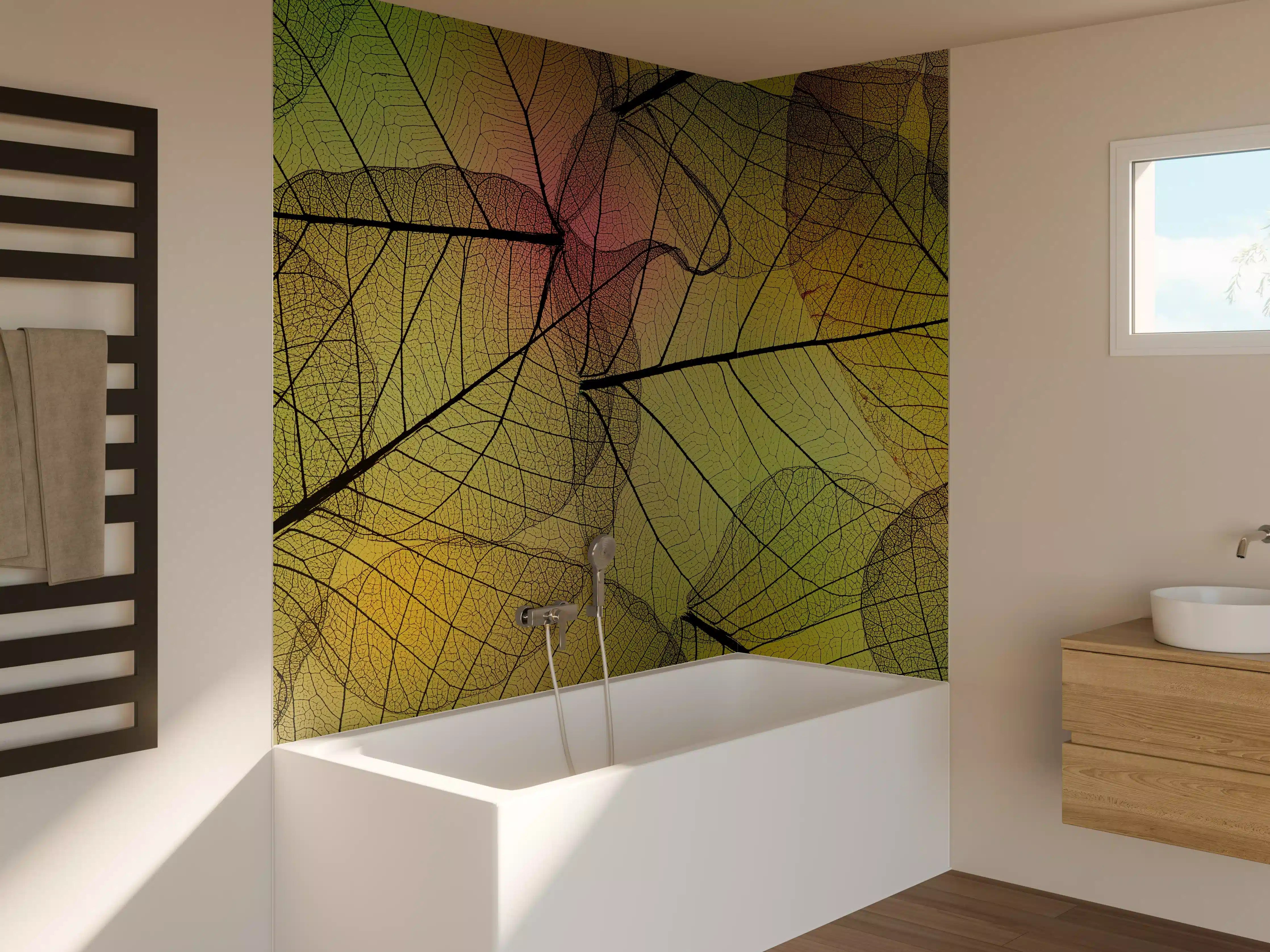 Badewannen-Rückwand - Makro Blattadern Textur