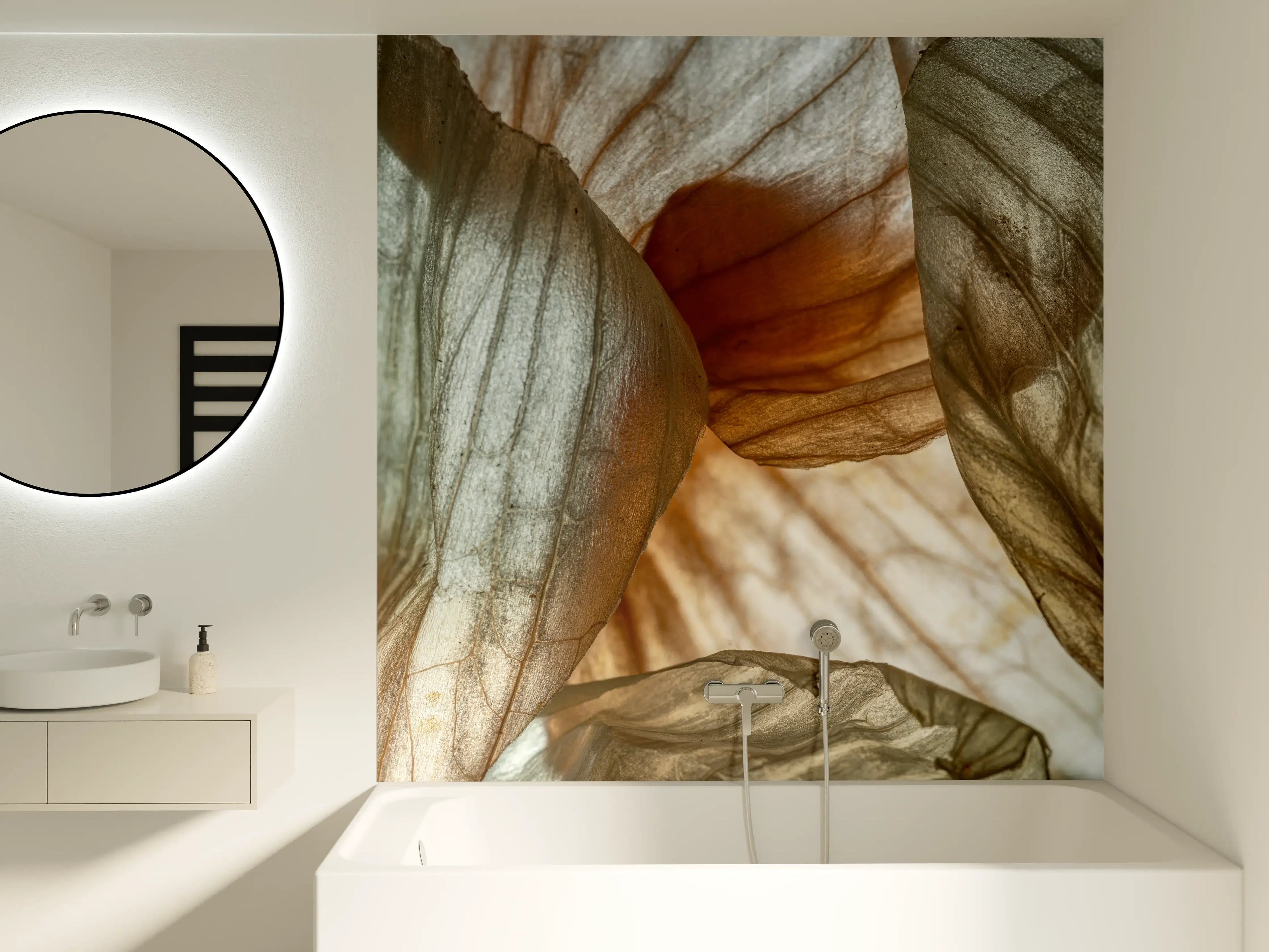 Badewannen-Rückwand - Makrofotografie der Schalenblatttextur einer Zwiebel