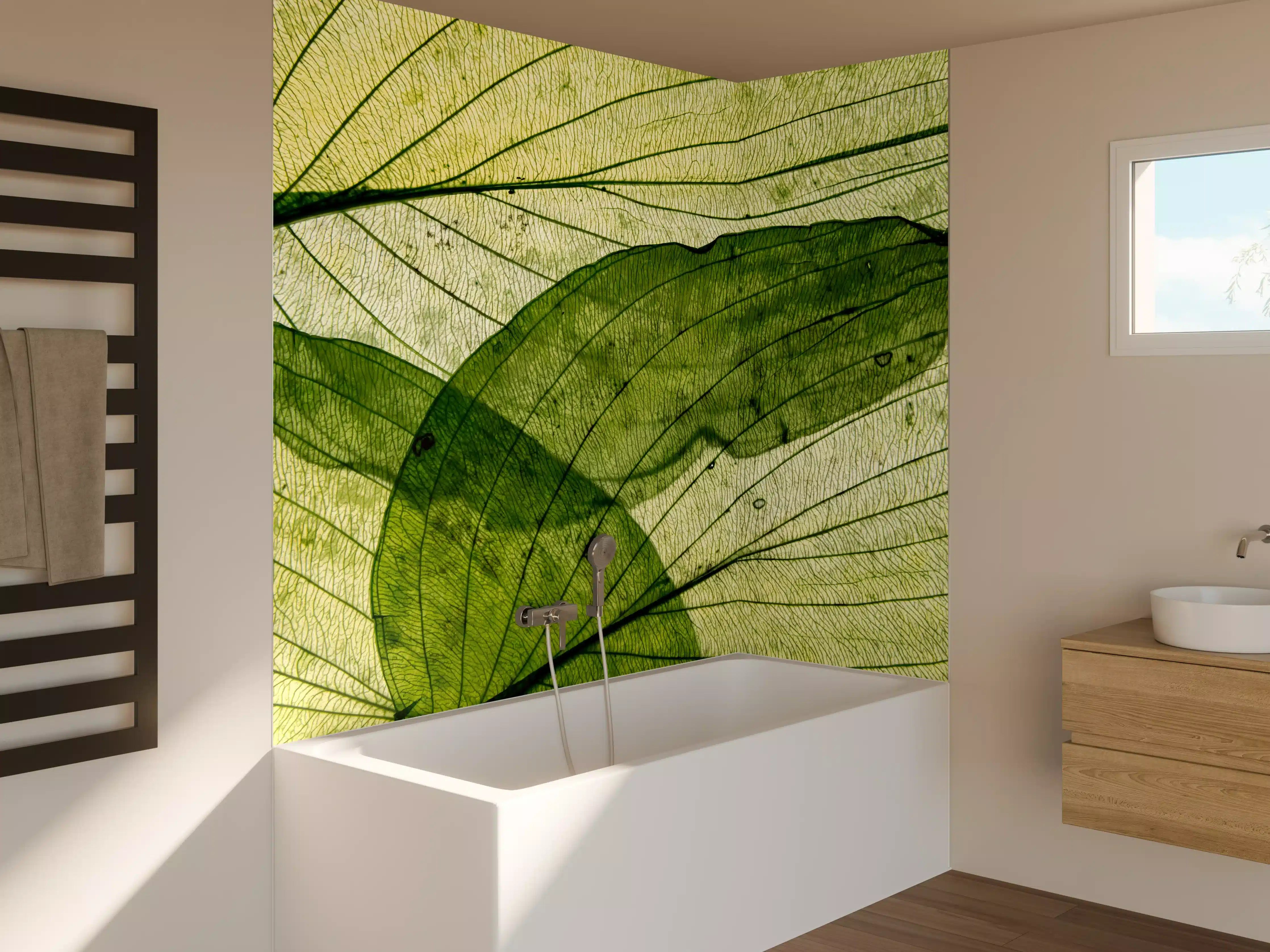 Badewannen-Rückwand - Makrotextur von herbstlich getrockneten Blättern