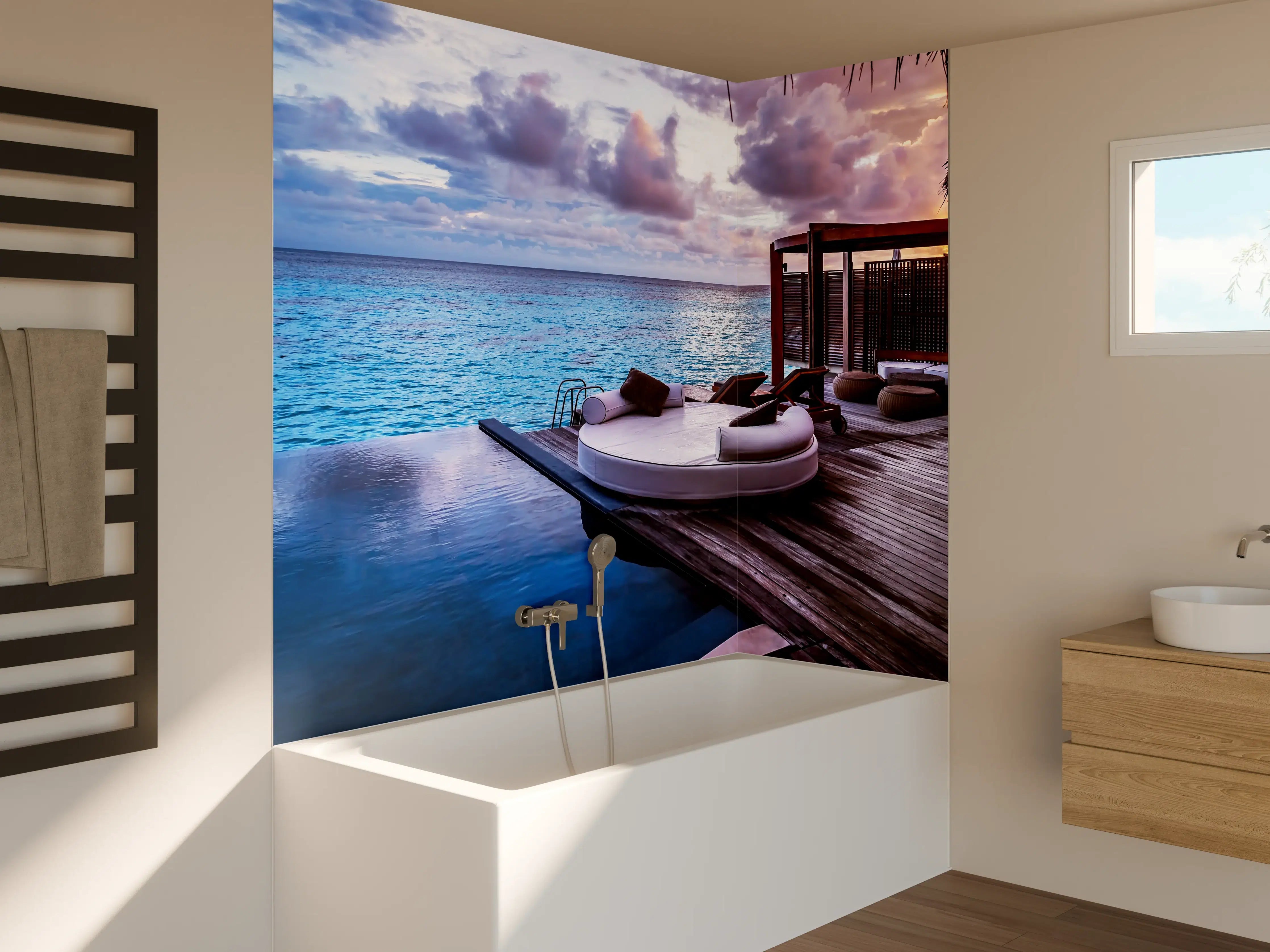 Badewannen-Rückwand - Malediven Strandresort am Meer