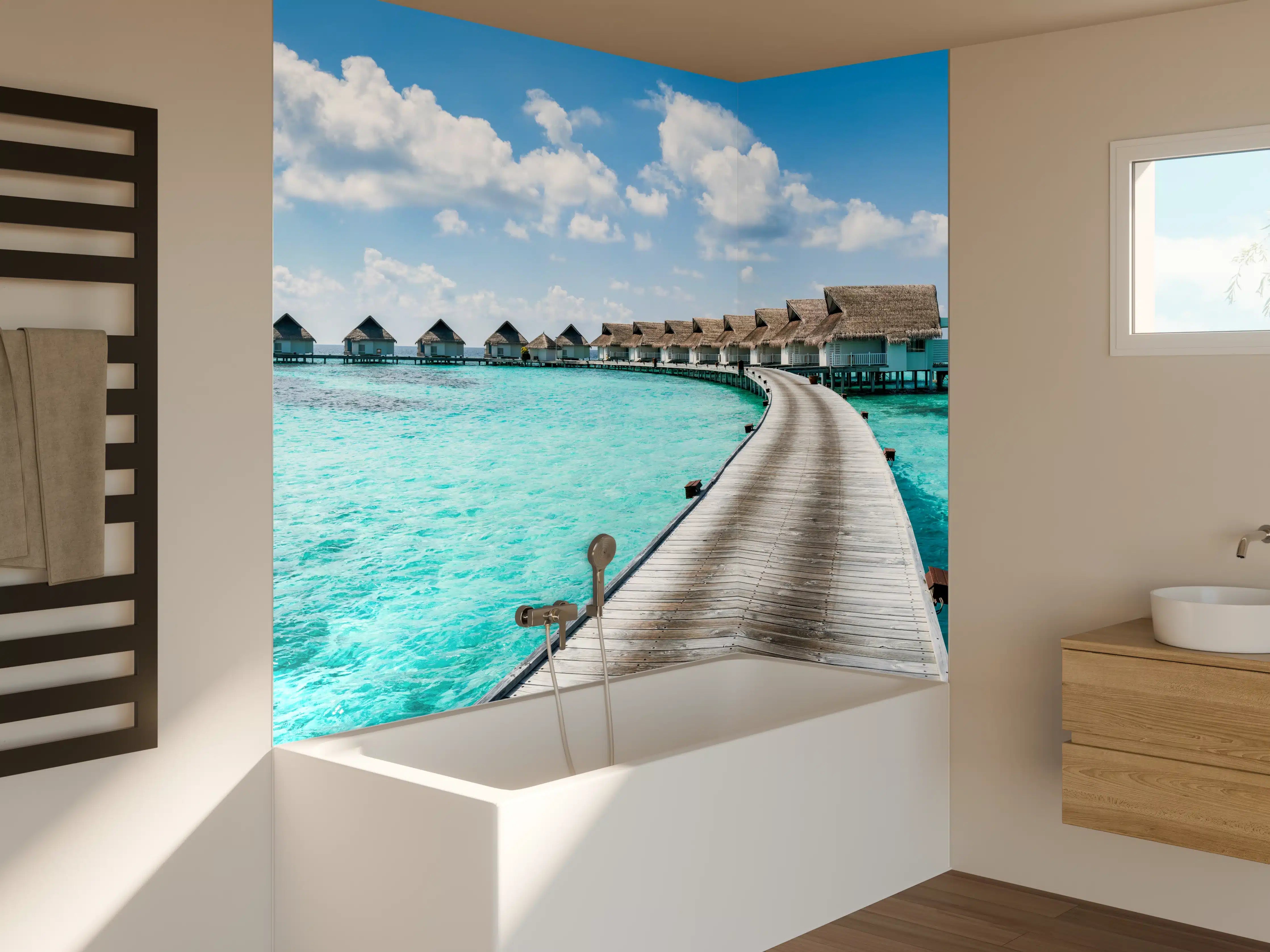 Badewannen-Rückwand - Malediven Wasser-Hotel