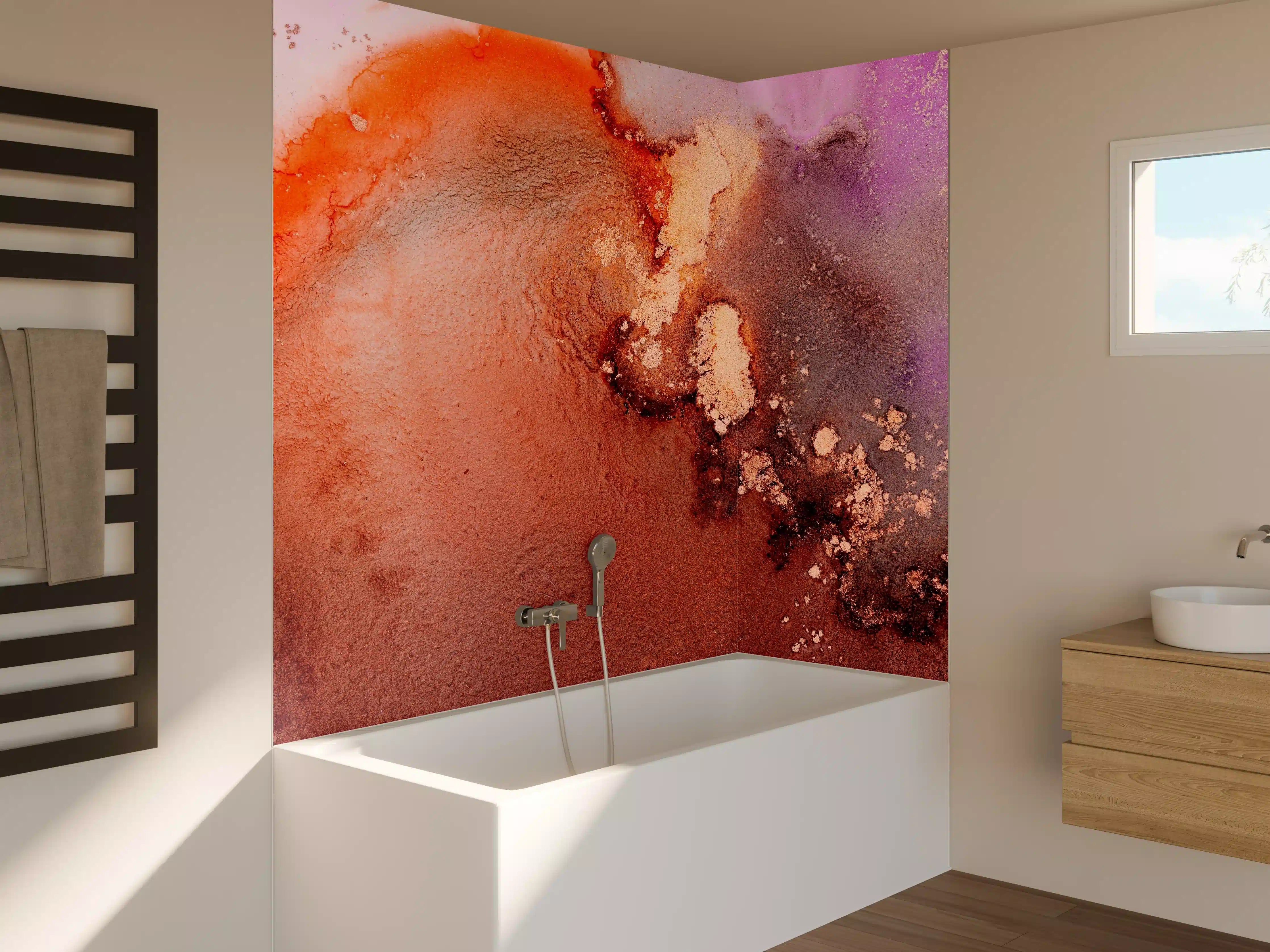 Badewannen-Rückwand - Mamor Wandtextur - Flüssigmalerei