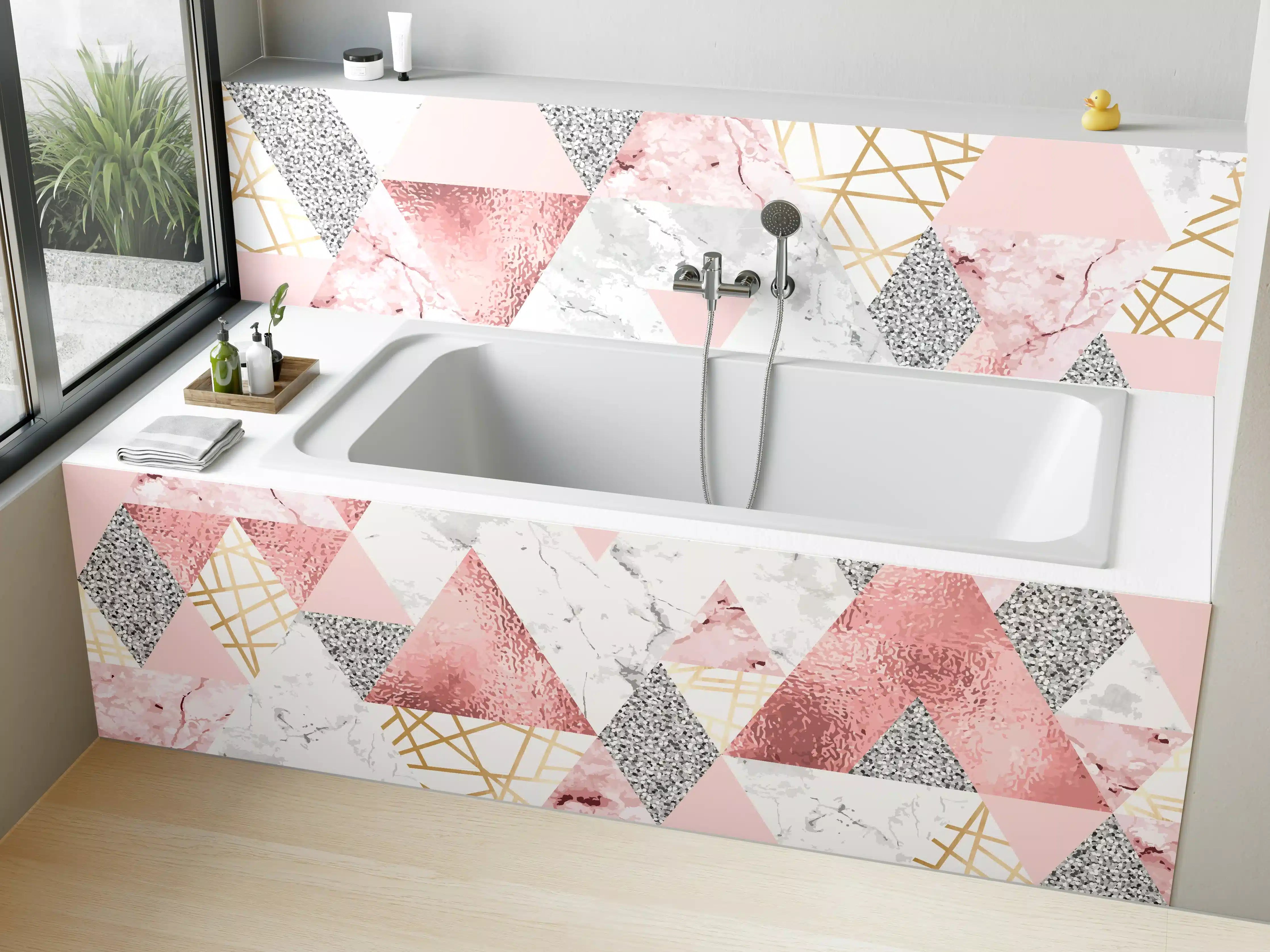 Badewannen-Rückwand - Marble Pattern Rosa Gold Dekor