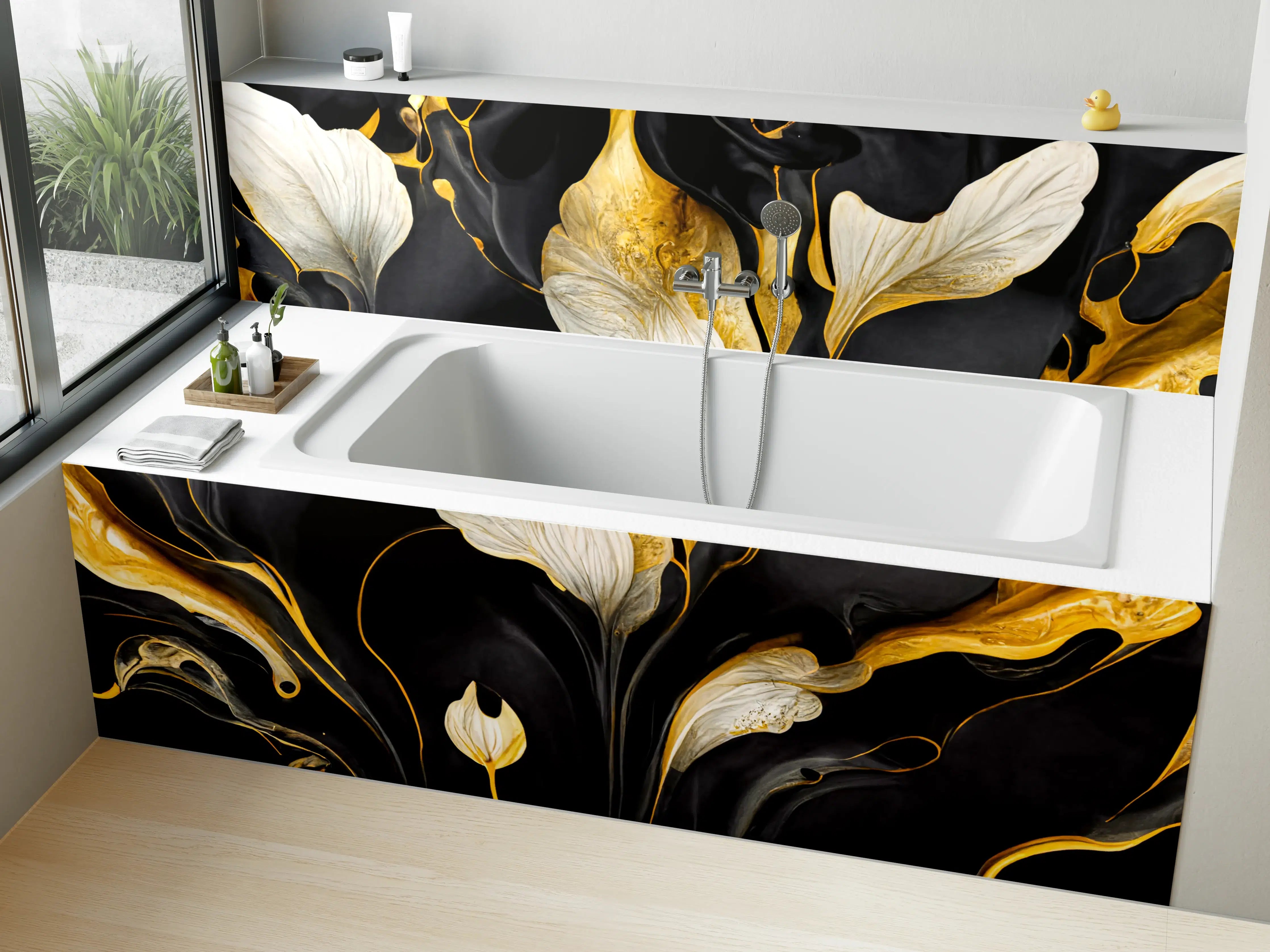 Badewannen-Rückwand - Marmor Blumenmuster