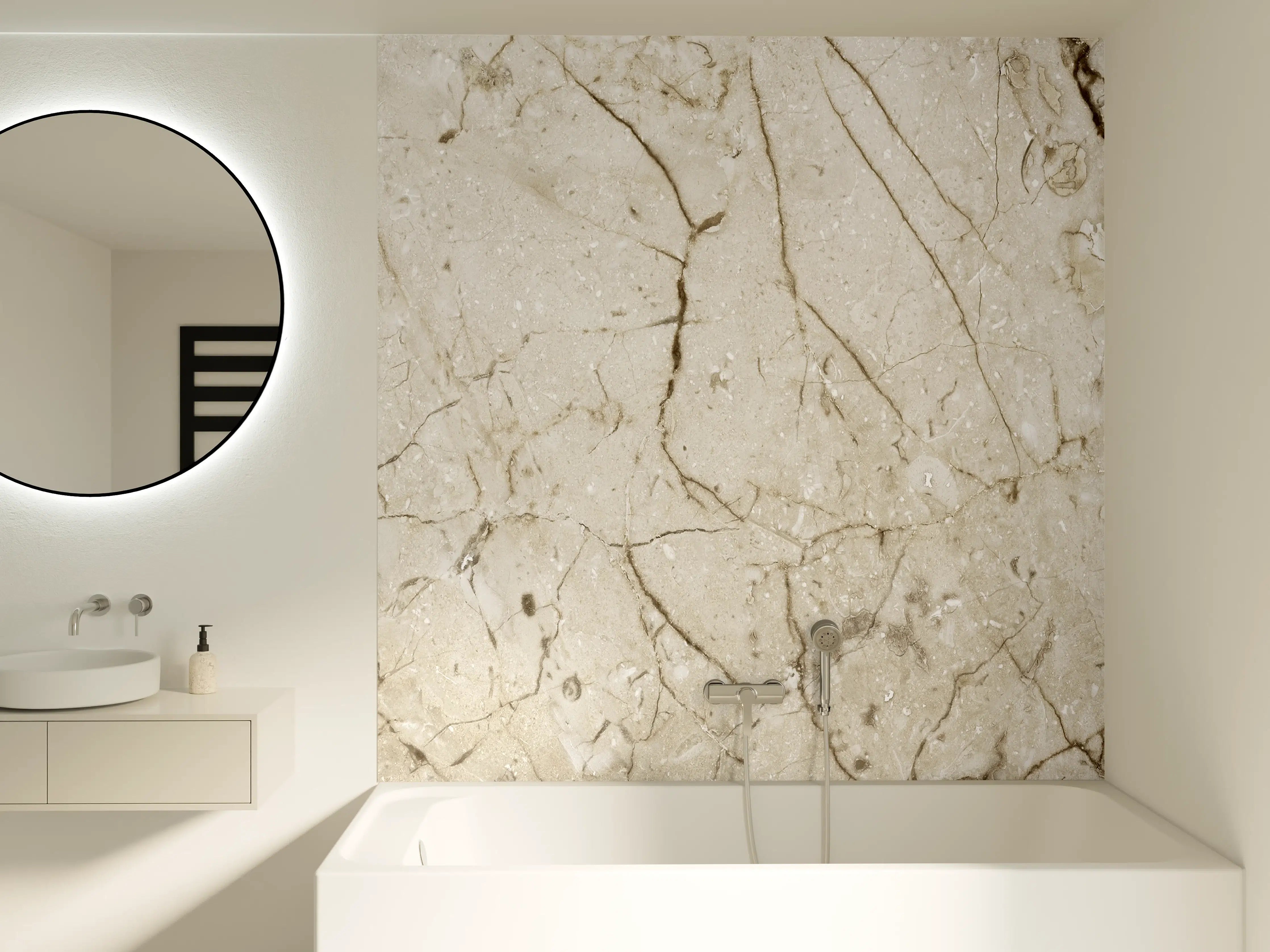 Badewannen-Rückwand - Marmor Hintergrund - Beige