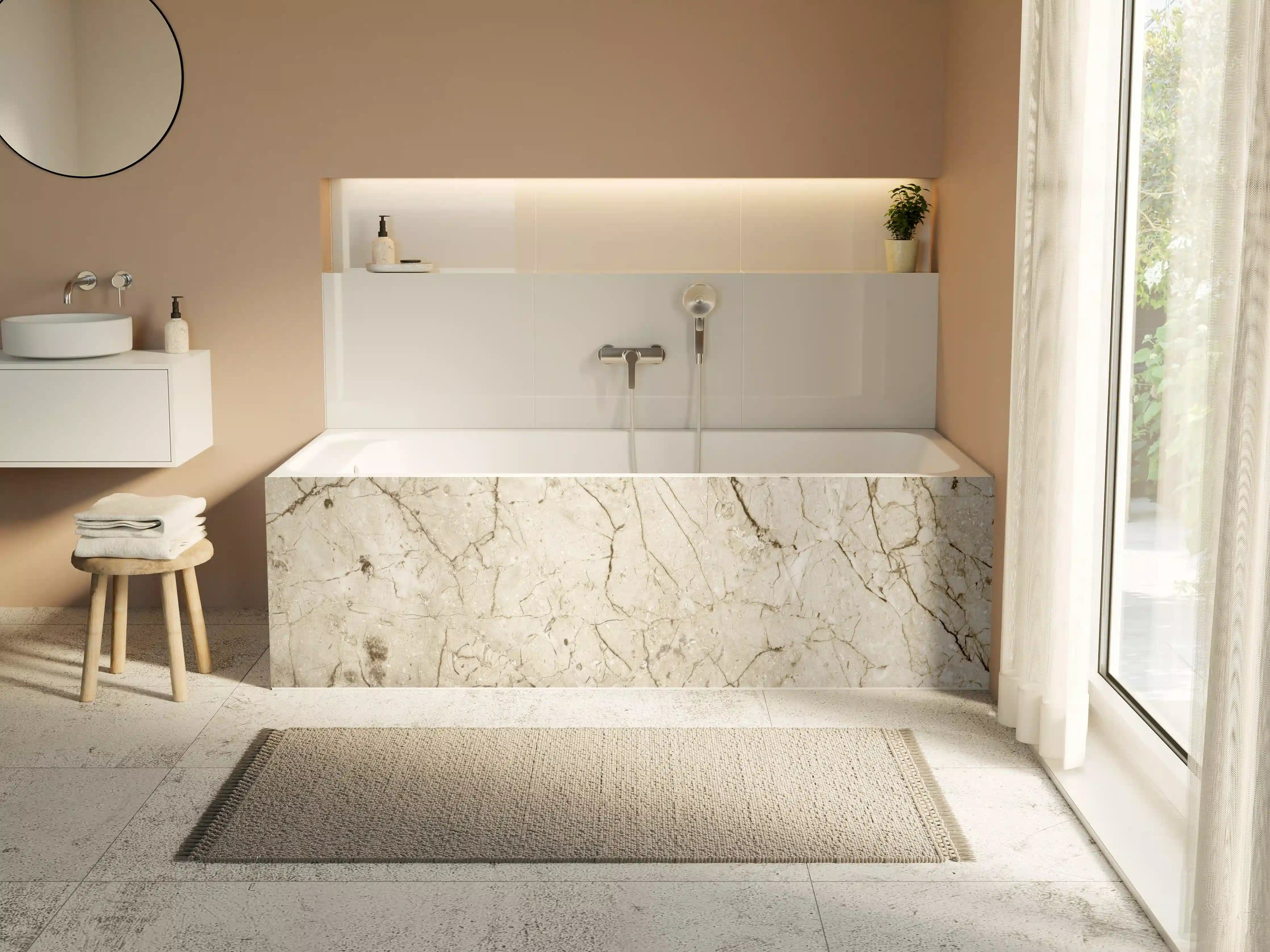 Badewannen-Rückwand - Marmor Hintergrund - Beige