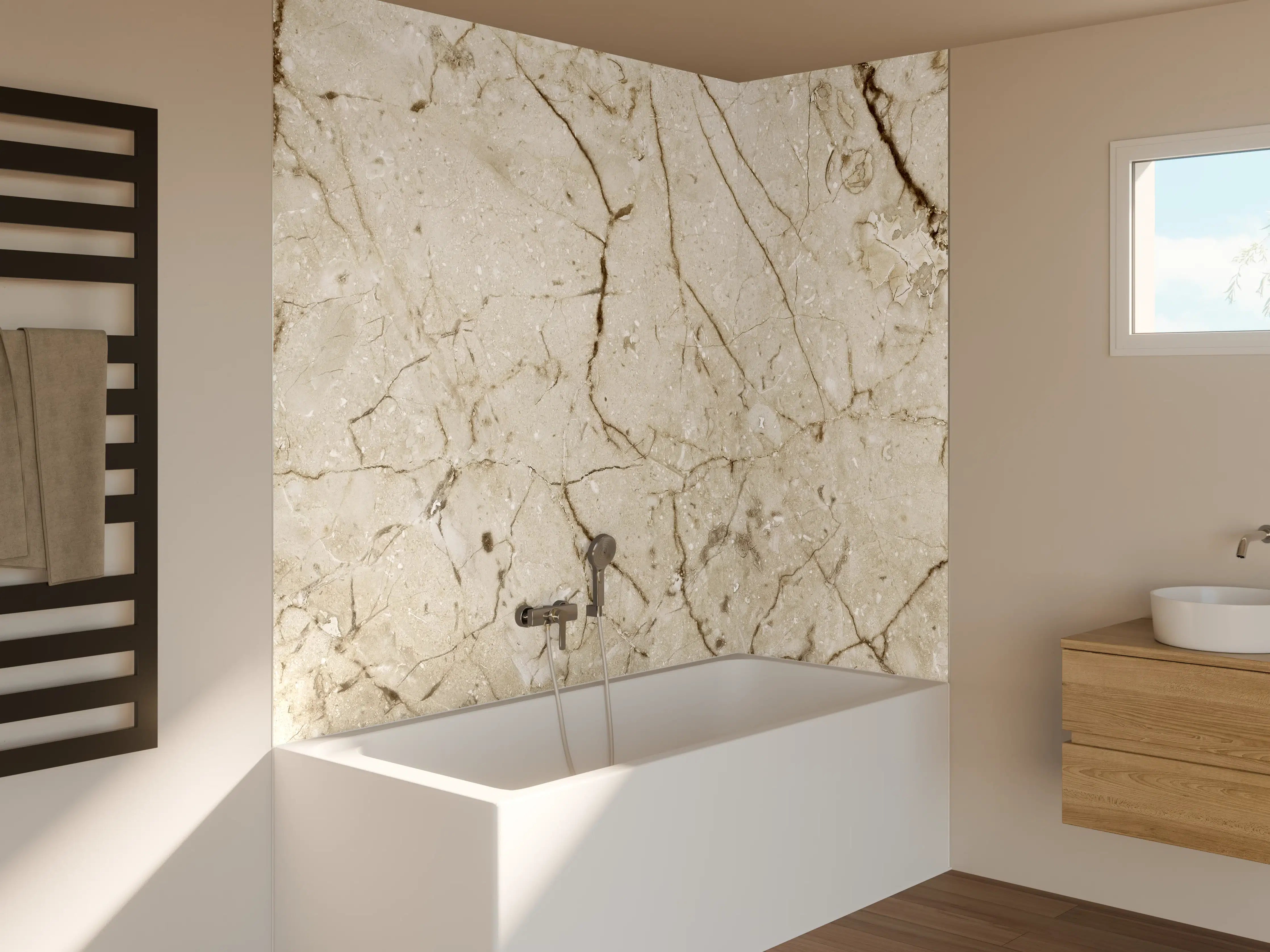 Badewannen-Rückwand - Marmor Hintergrund - Beige