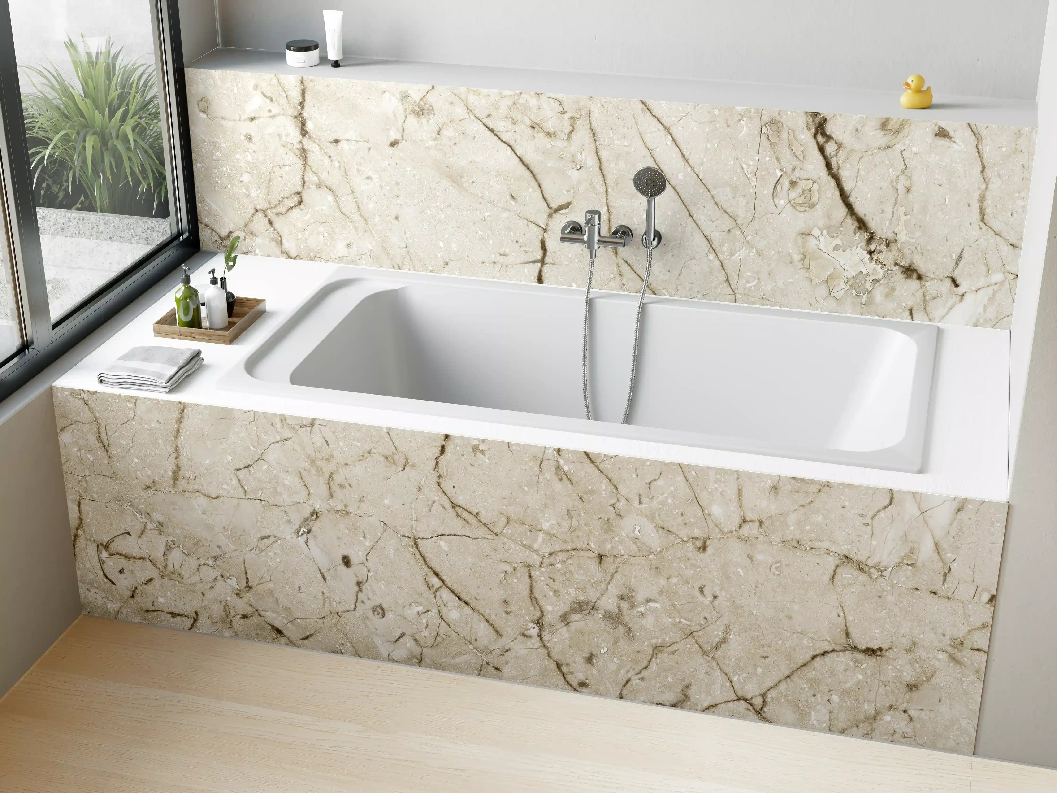 Badewannen-Rückwand - Marmor Hintergrund - Beige
