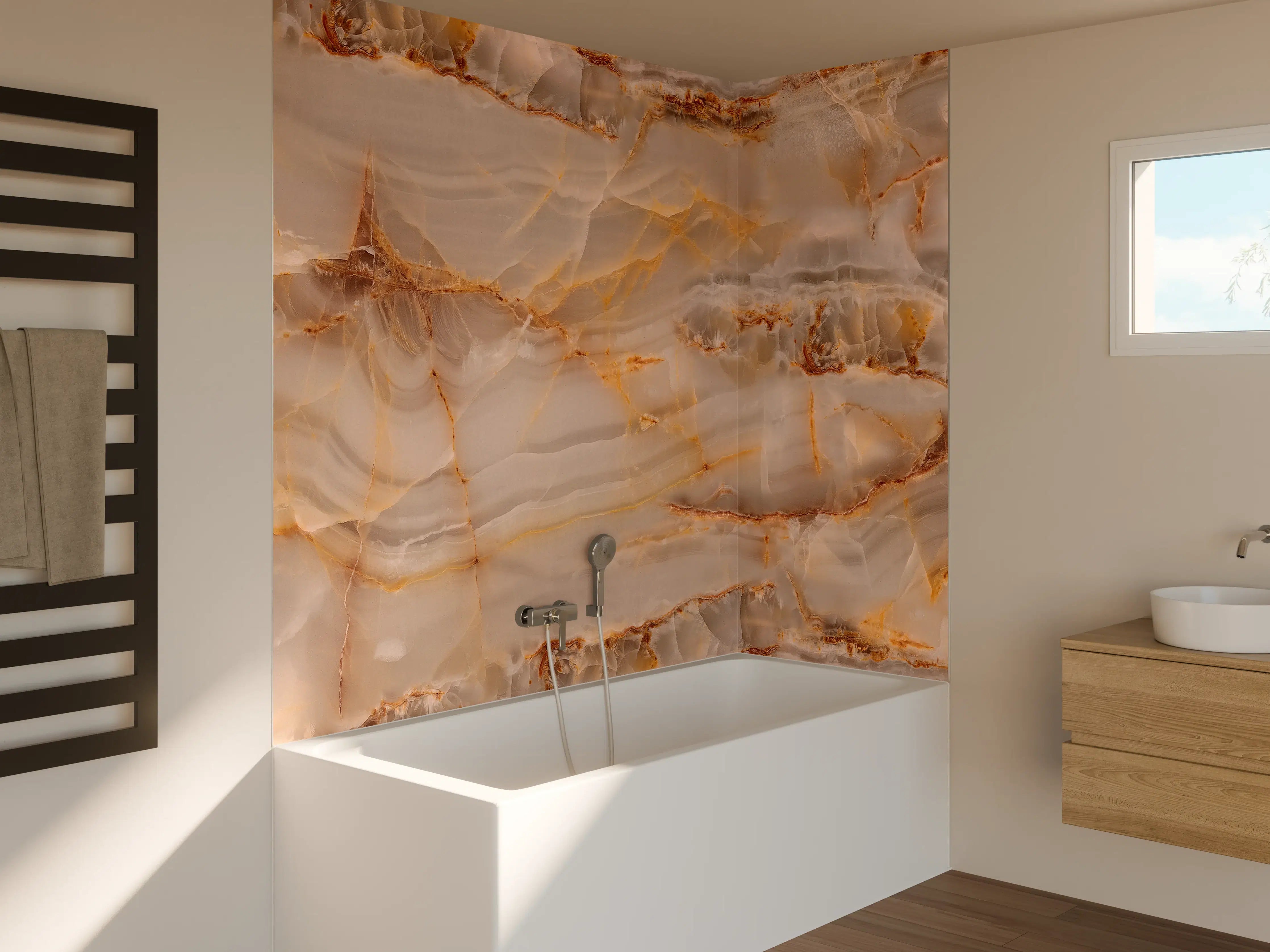 Badewannen-Rückwand - Marmor Onyx Struktur