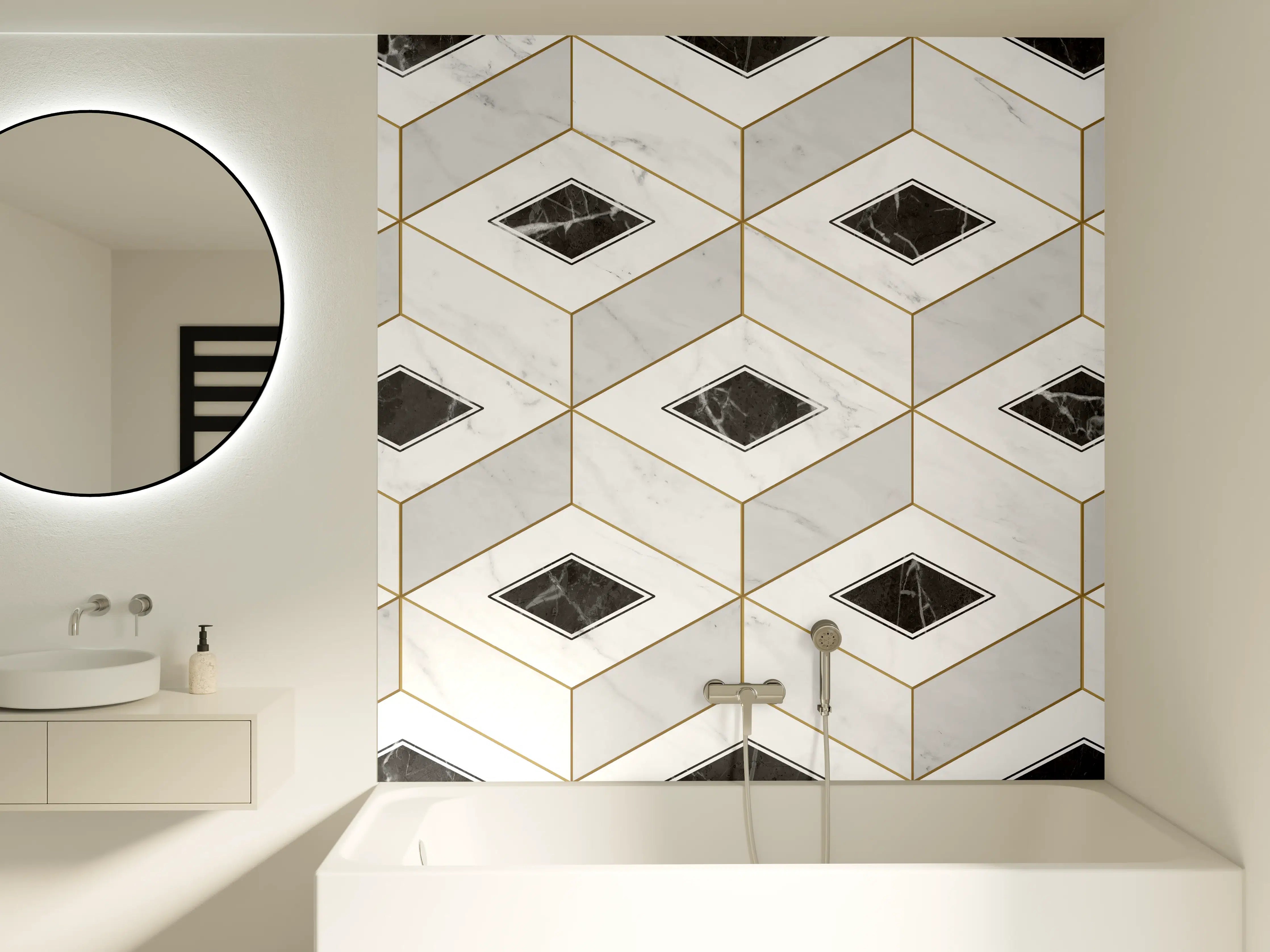 Badewannen-Rückwand - Marmor Textur - 3D Design