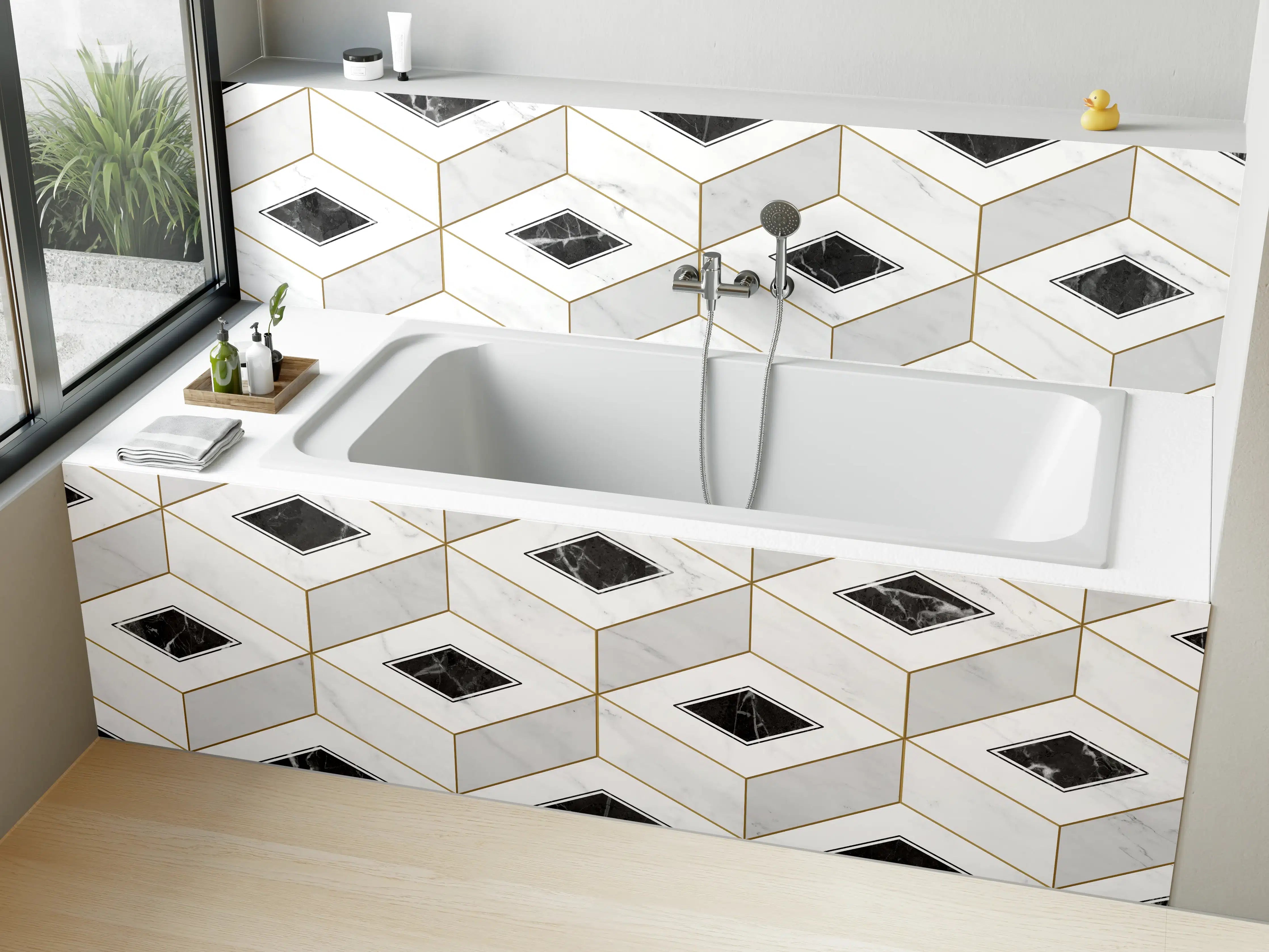 Badewannen-Rückwand - Marmor Textur - 3D Design