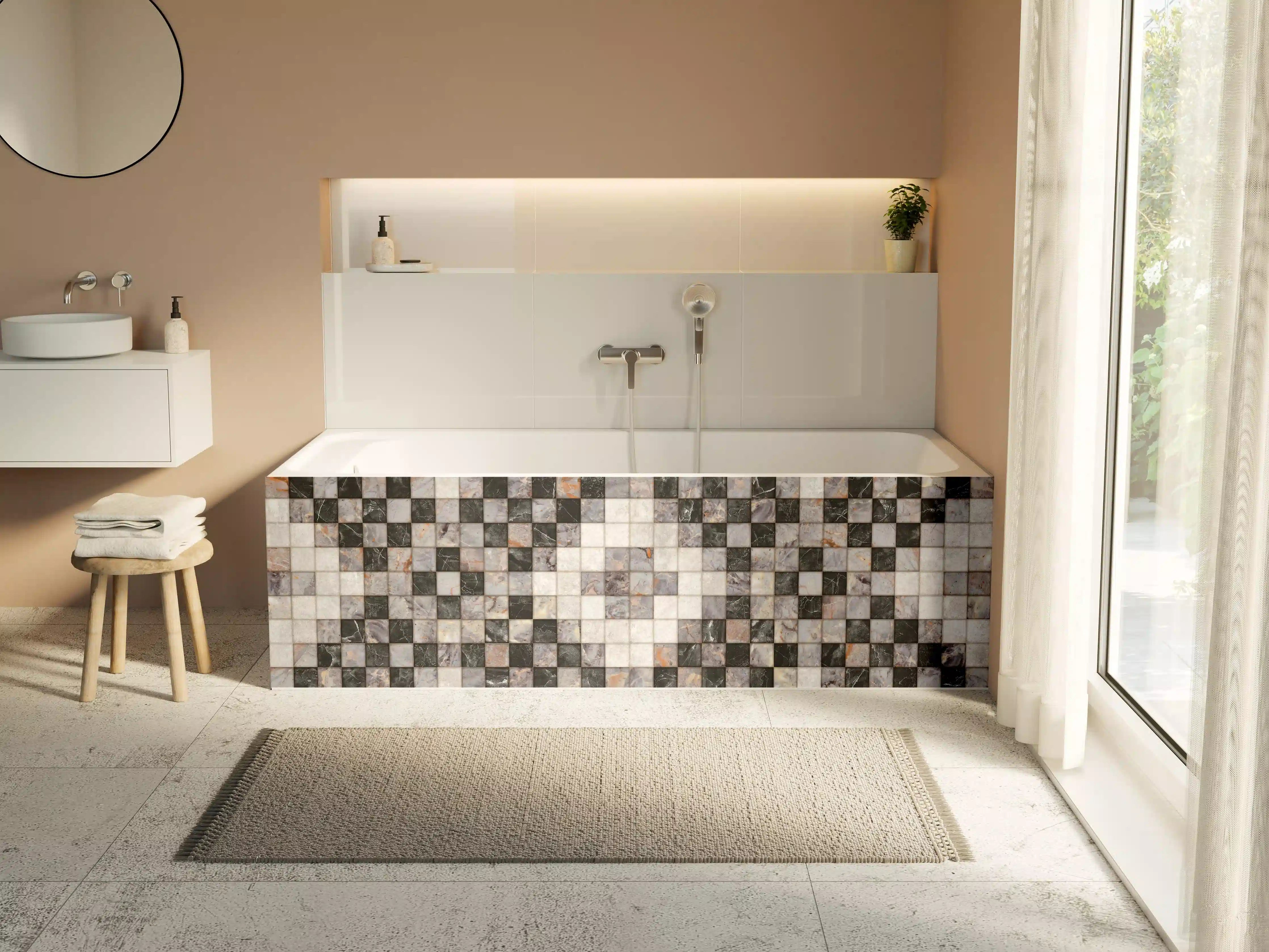 Badewannen-Rückwand - Marmor Textur - Retro-Muster 