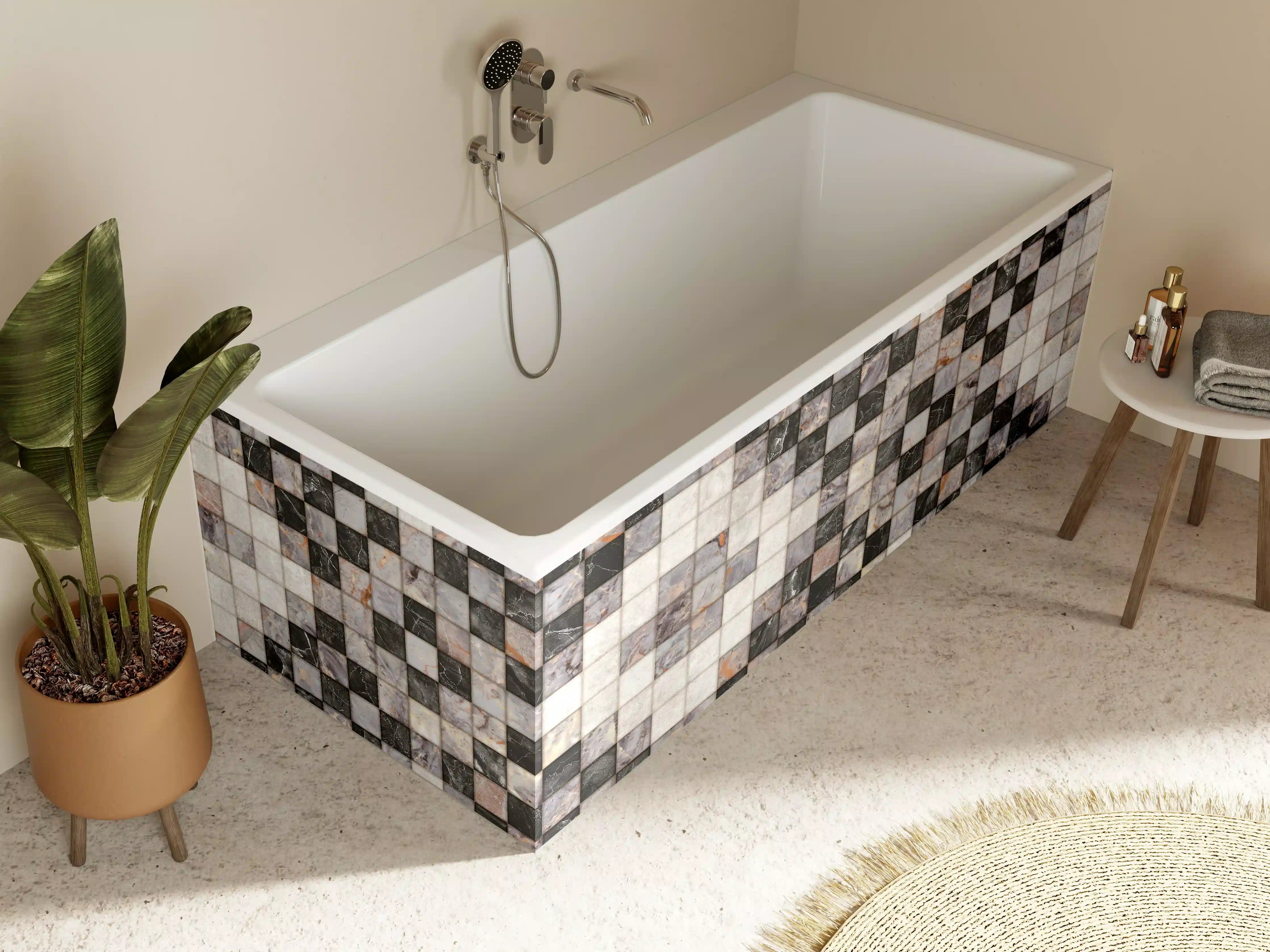 Badewannen-Rückwand - Marmor Textur - Retro-Muster 