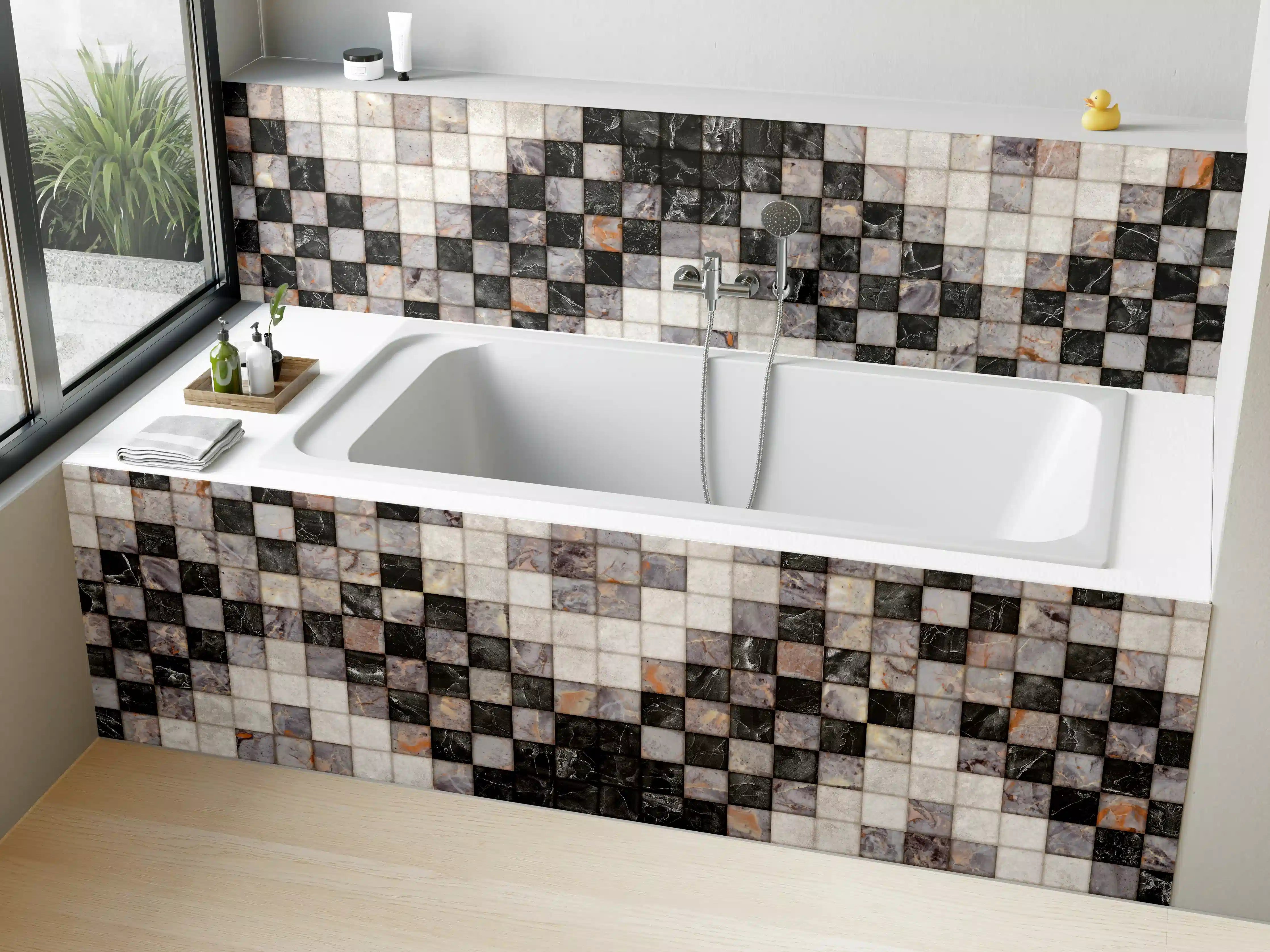 Badewannen-Rückwand - Marmor Textur - Retro-Muster 