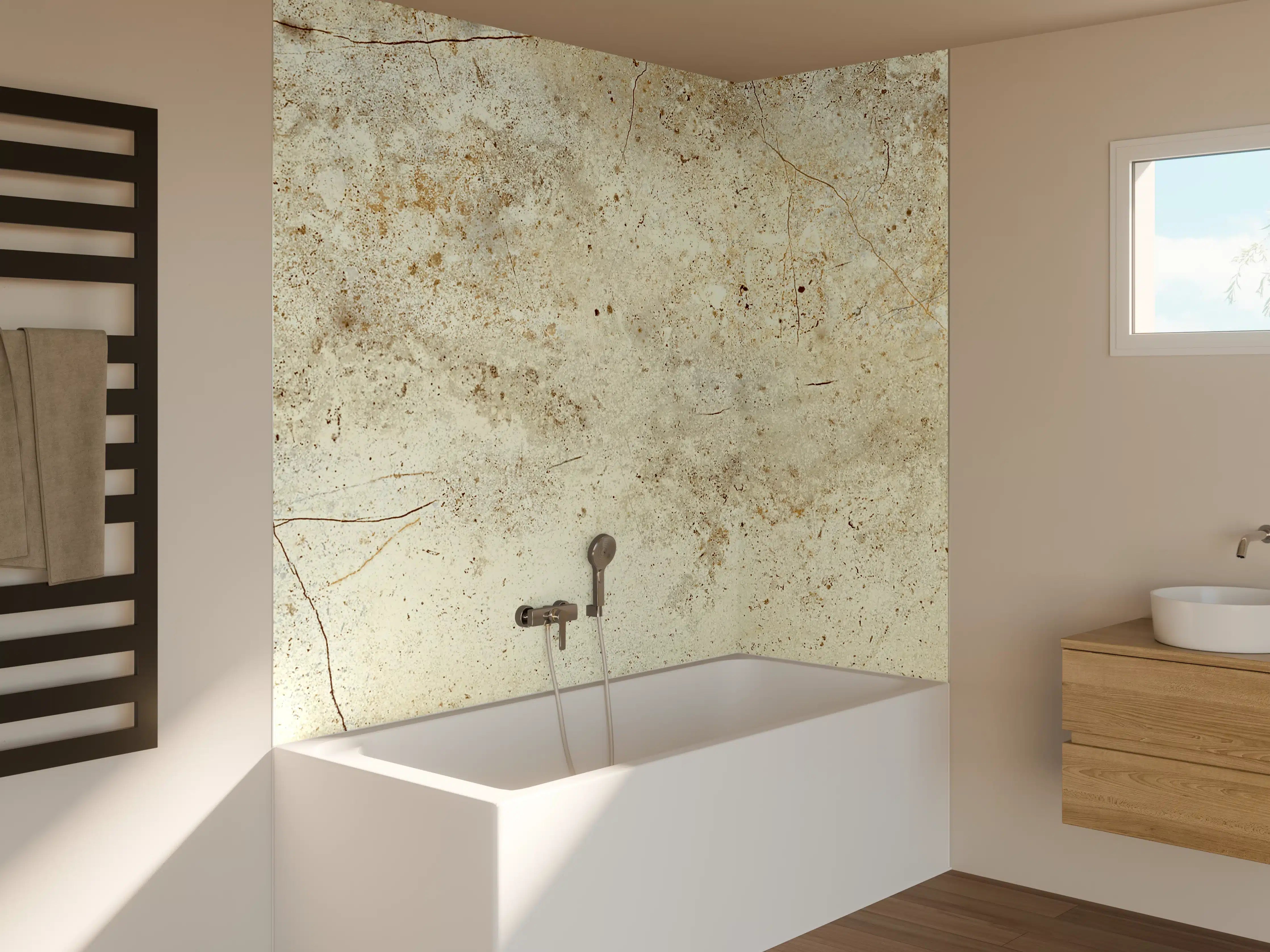 Badewannen-Rückwand - Marmor Textur hell