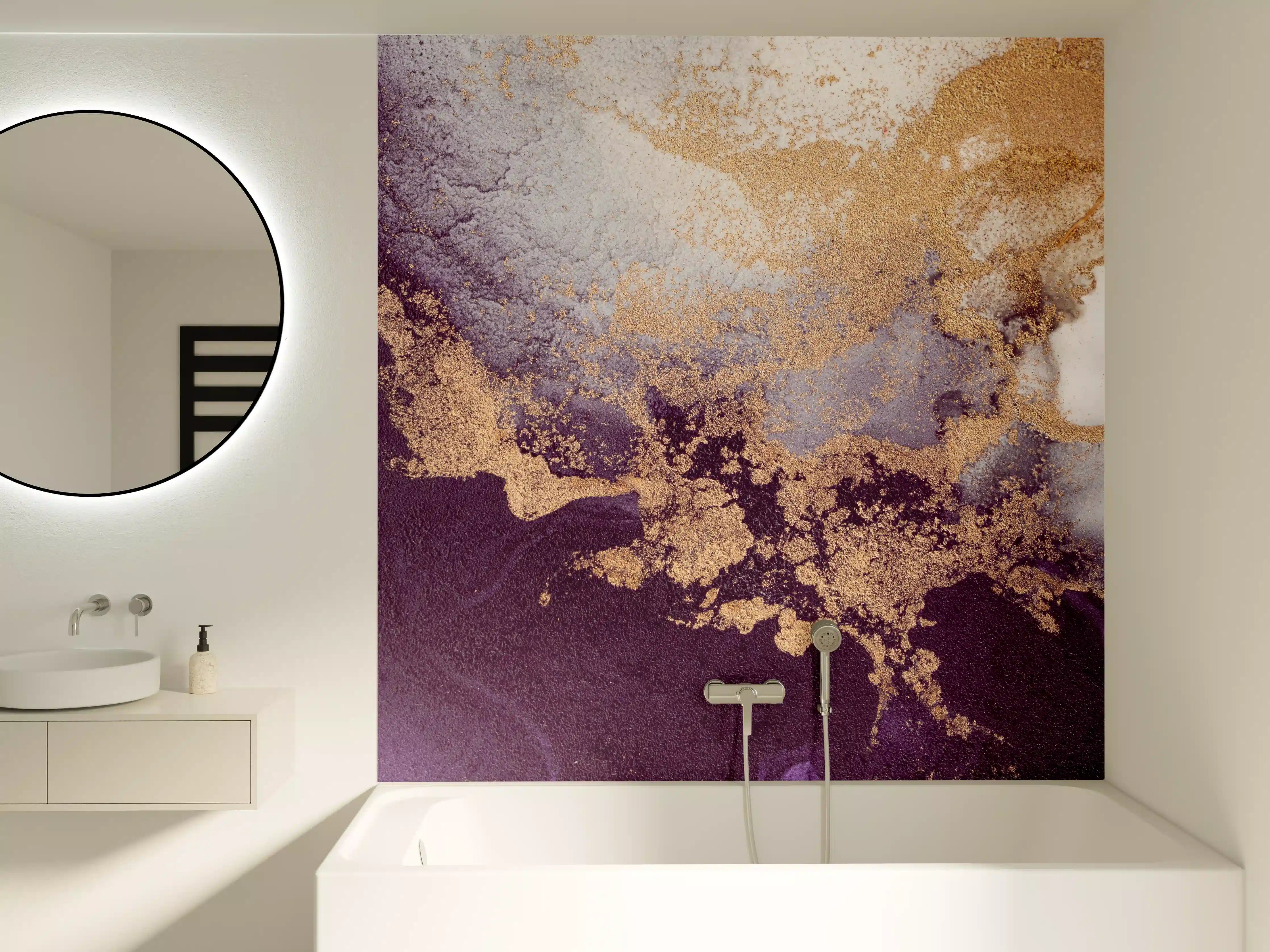 Badewannen-Rückwand - Marmor Wand Design - Flüssigkunst