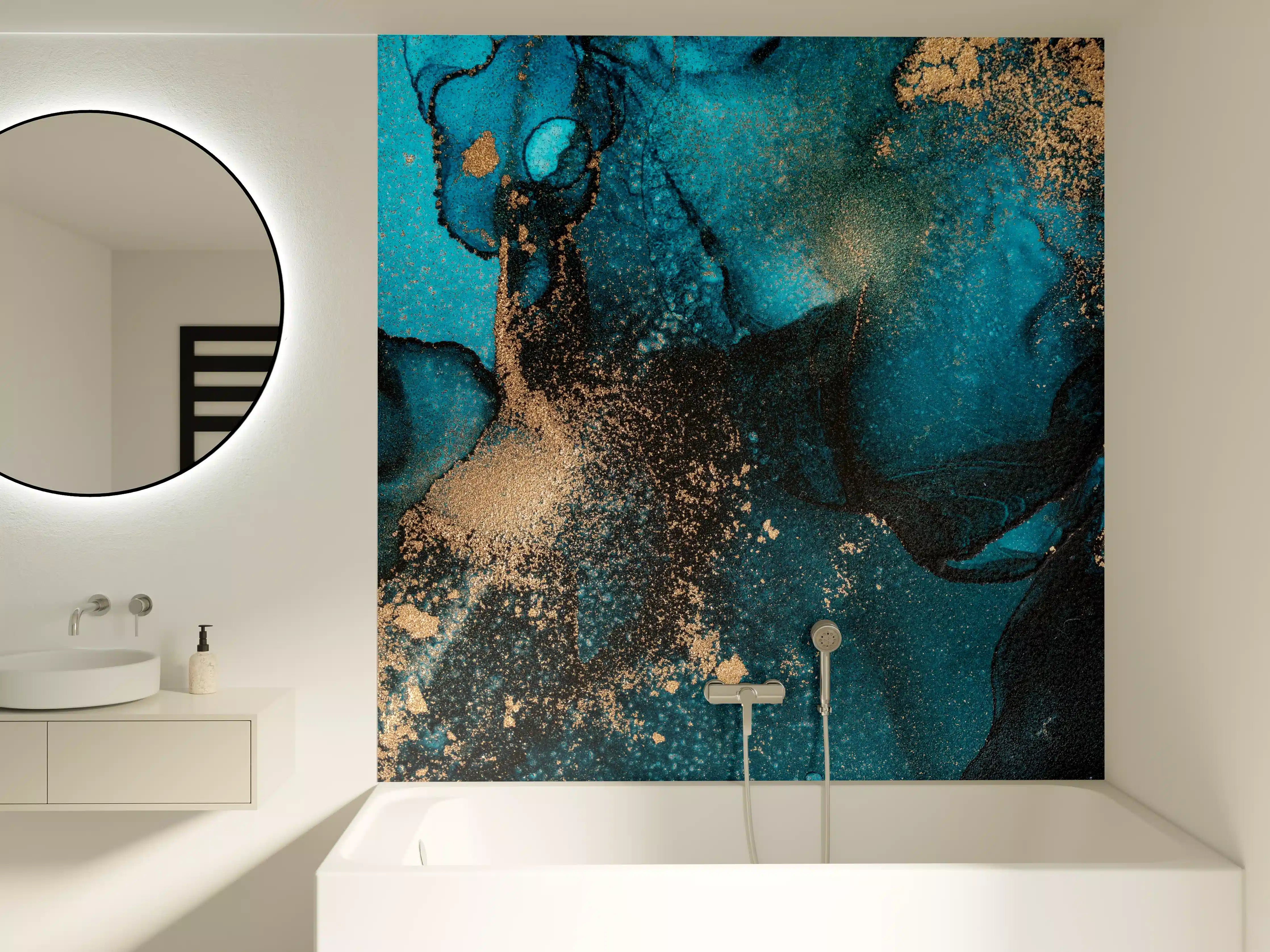 Badewannen-Rückwand - Marmor Wand Design - Flüssigmalerei