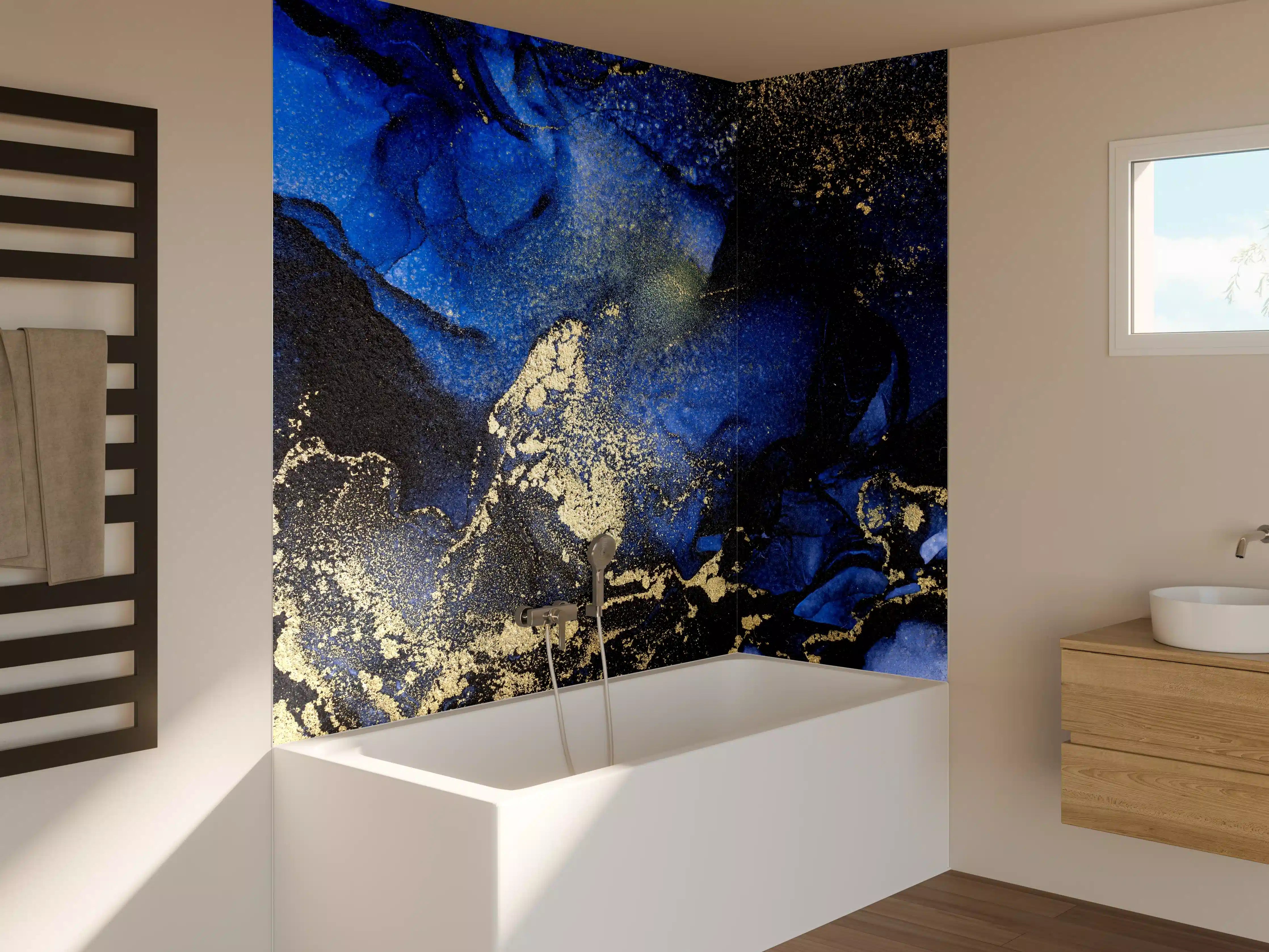 Badewannen-Rückwand - Marmor Wandtextur - Flüssigmalerei