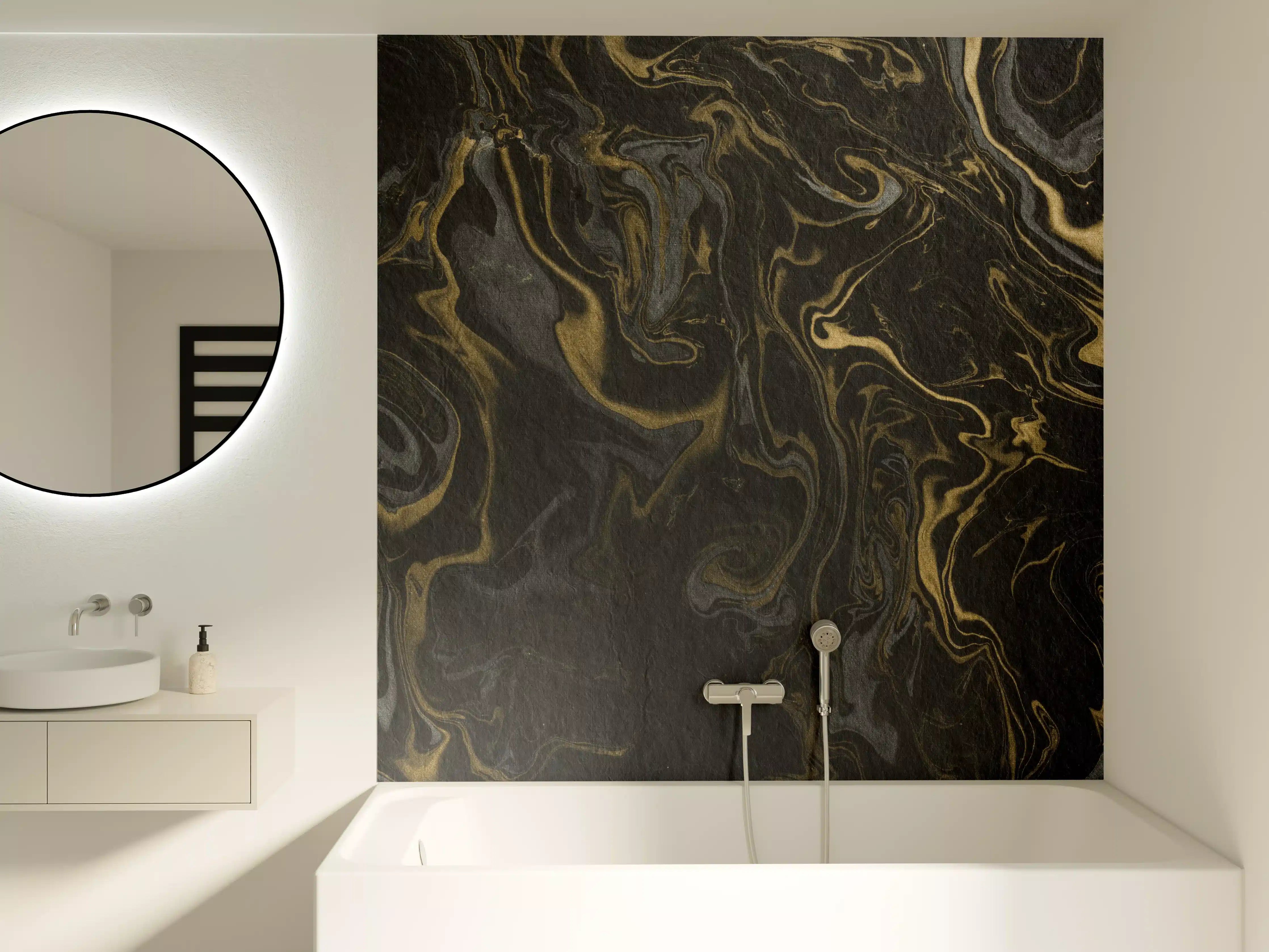 Badewannen-Rückwand - Marmor mit antikem goldenen und weißen Muster